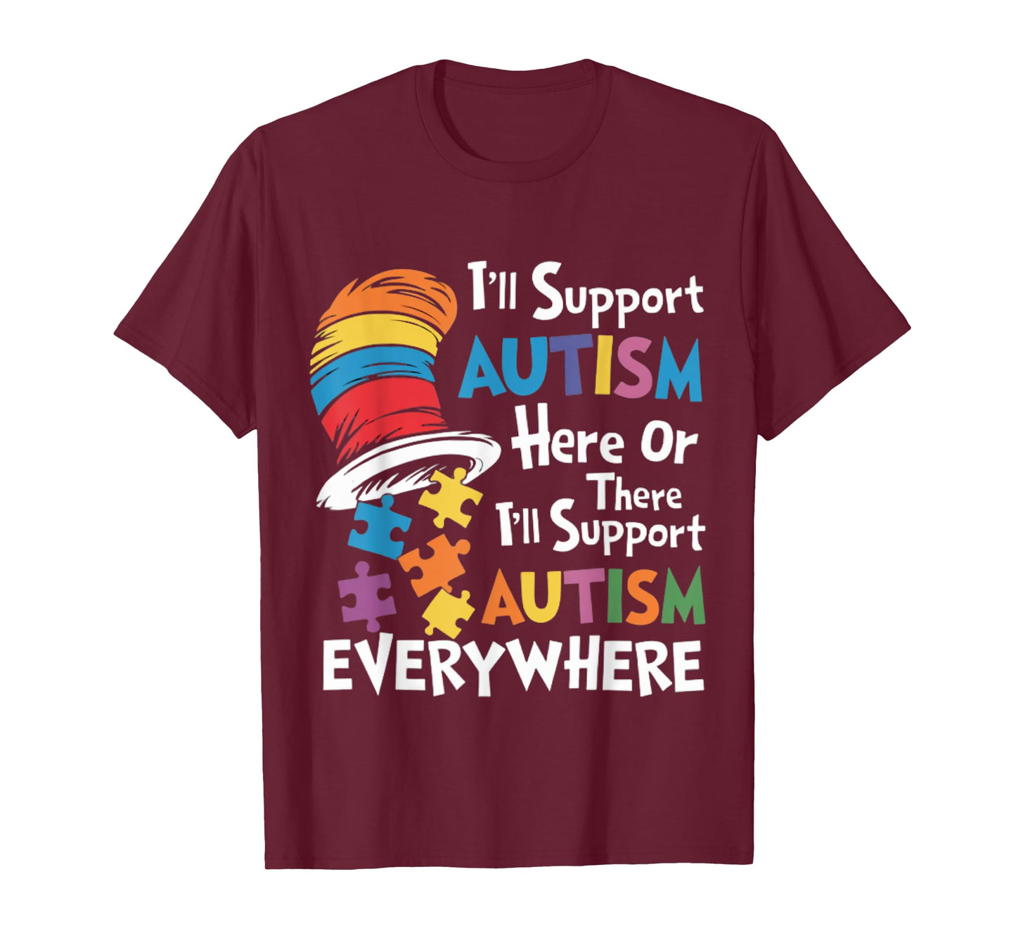 Retro I'll Support Autism Here Hat Puzzles Autism Awareness T-Shirt
