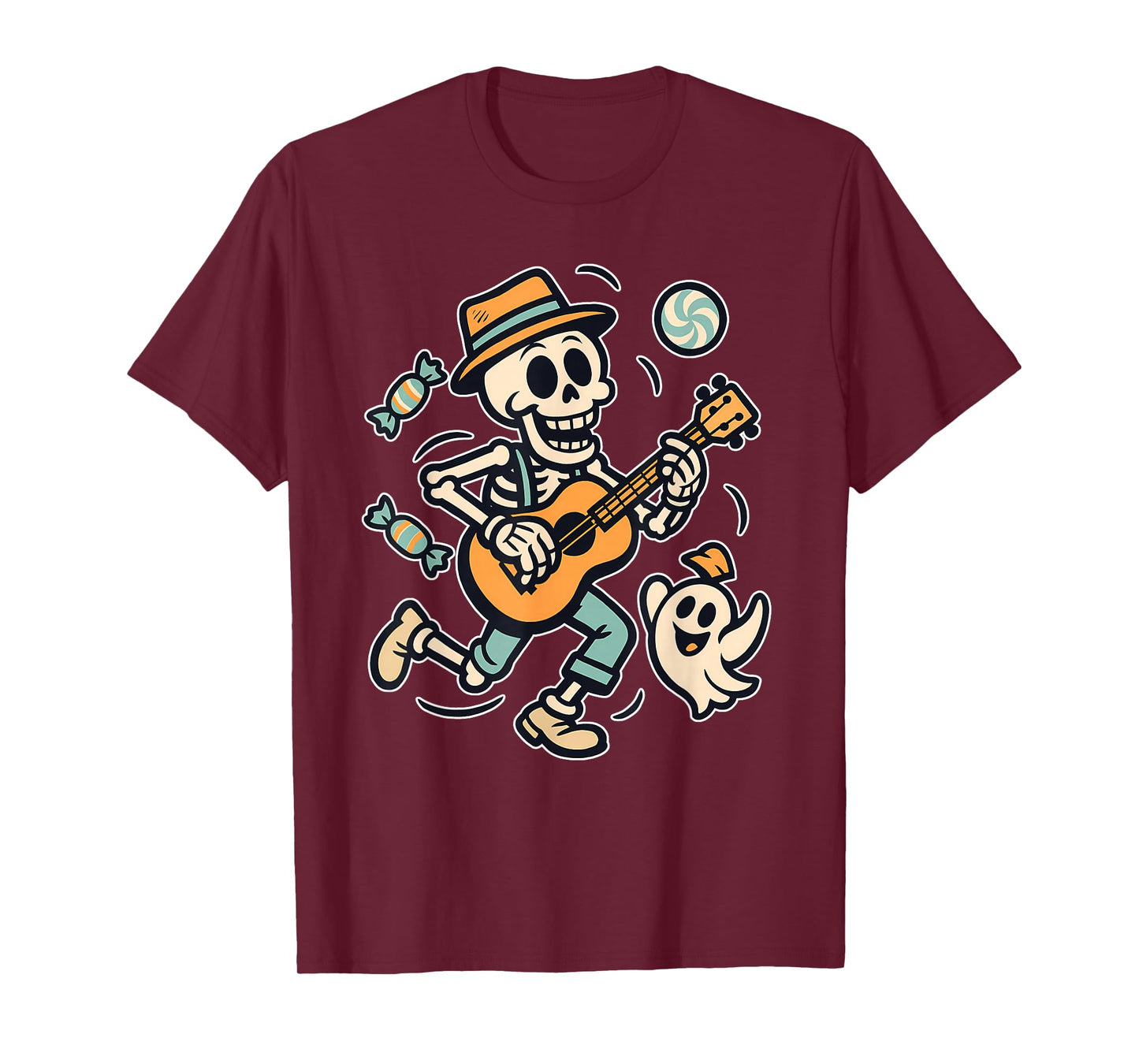 Skeleton Guitar Party Ghost T-Shirt