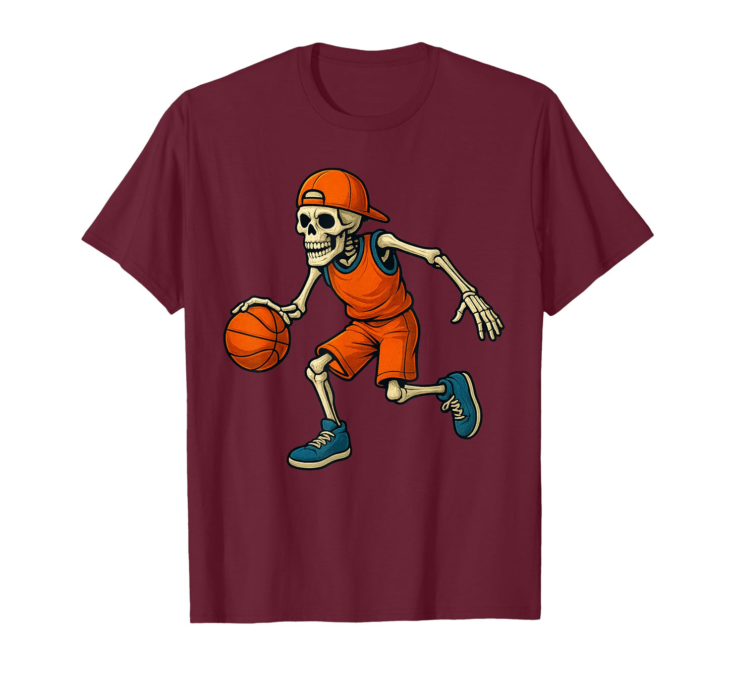 Basketball Skeleton Halloween Spooky Boys Basketball Player T-Shirt