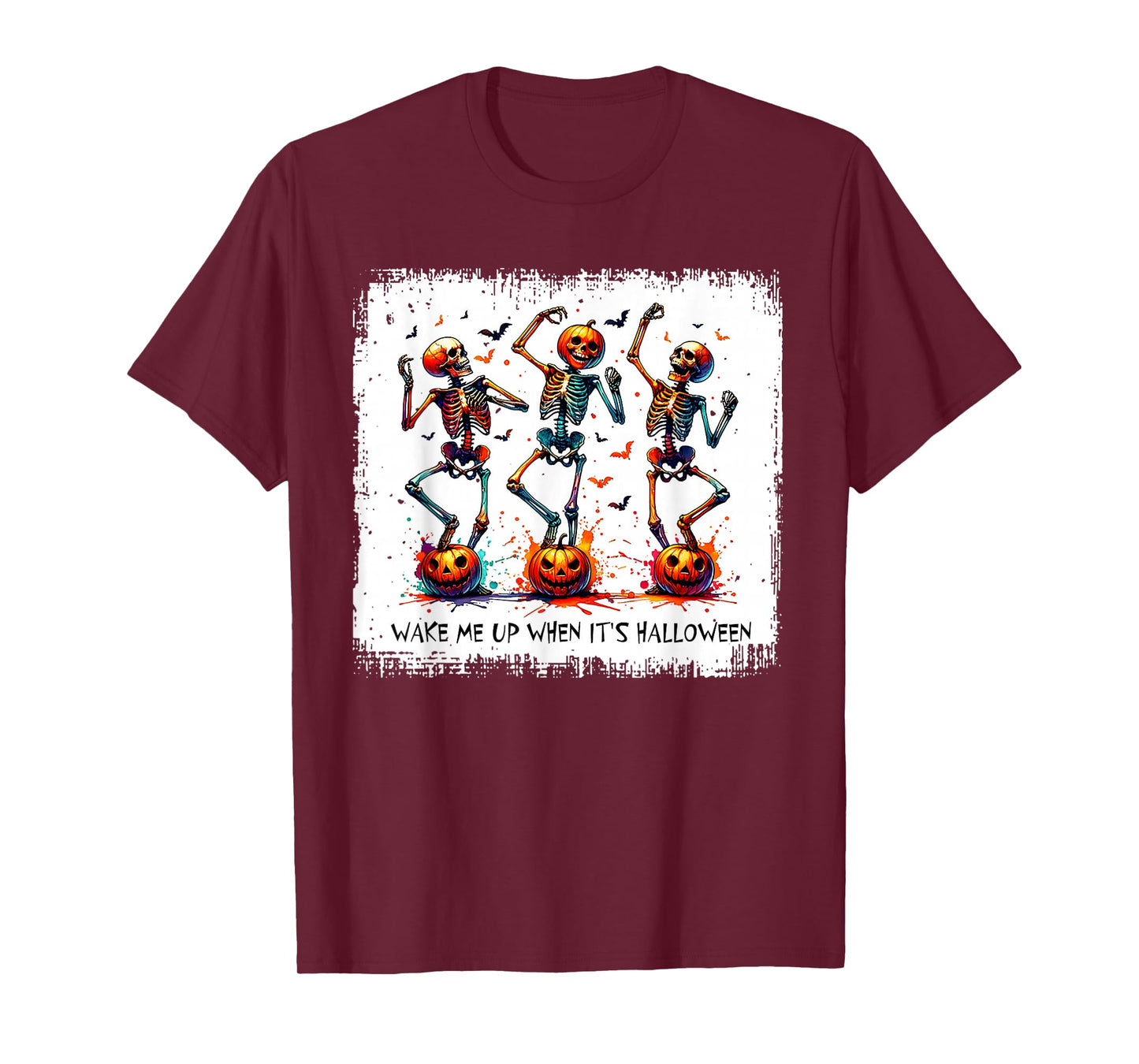 Wake Me When It's Halloween Funny Dancing Skeleton Halloween T-Shirt