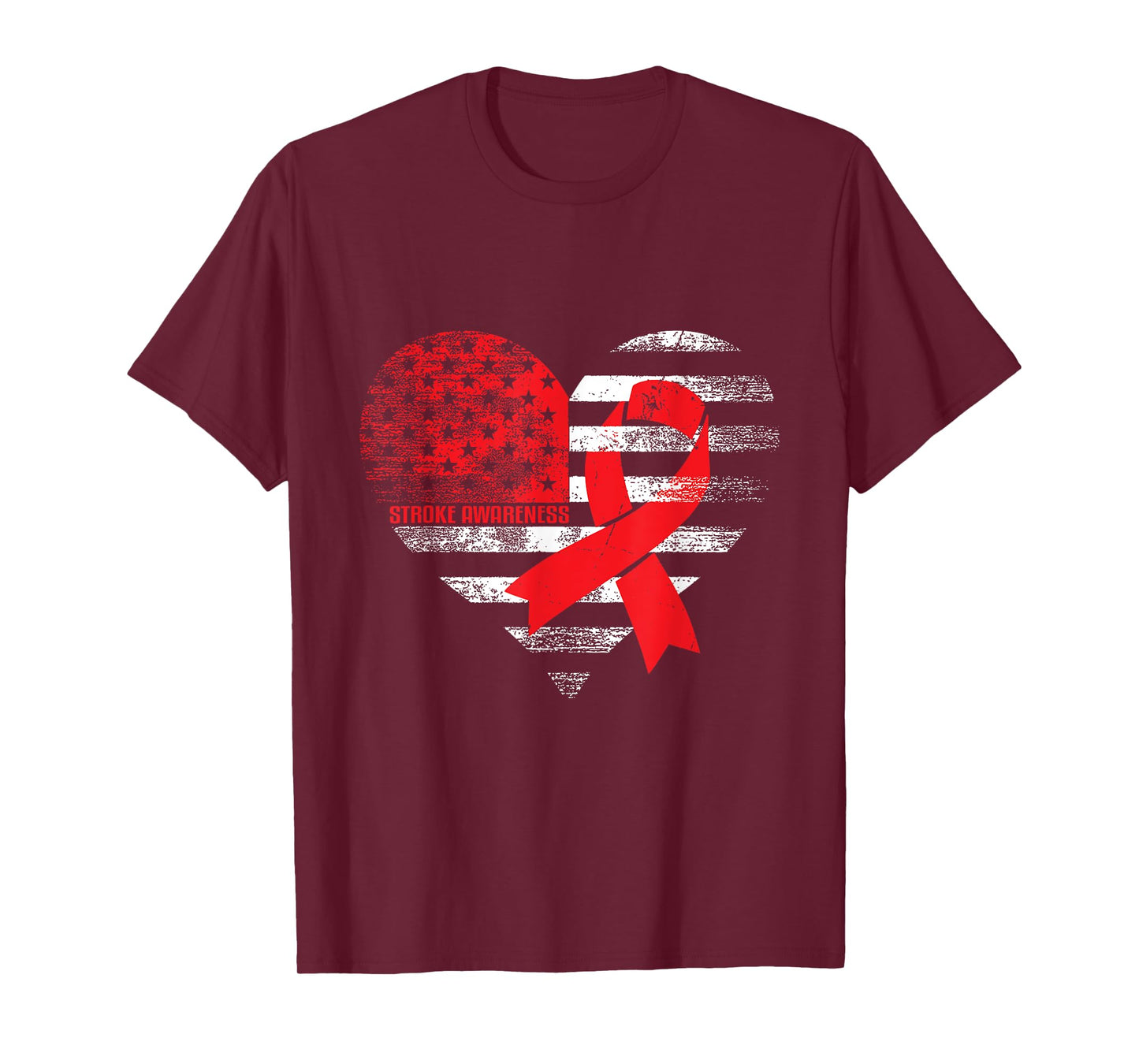 American Heart Ribbon - Stroke Survivor T-Shirt