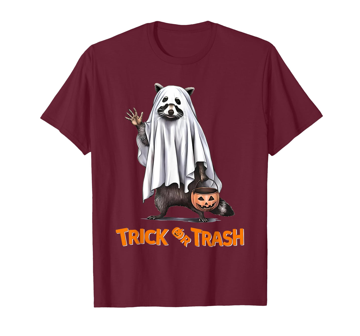 Trick Or Trash Funny Raccoon Halloween Ghost Costume Racoon T-Shirt