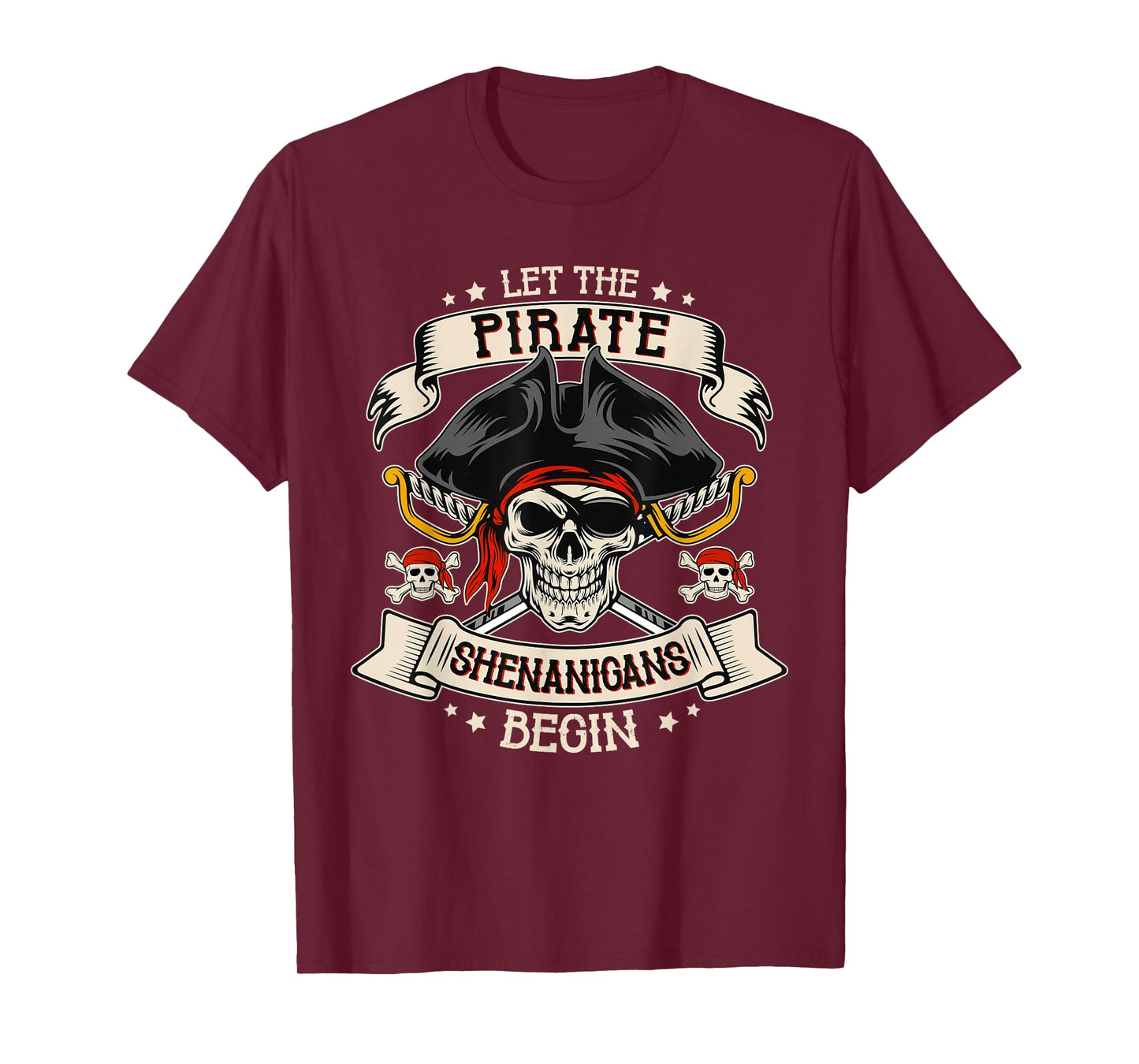 Let The Pirate Shenanigans Begin Skull Pirate Halloween Boys T-Shirt
