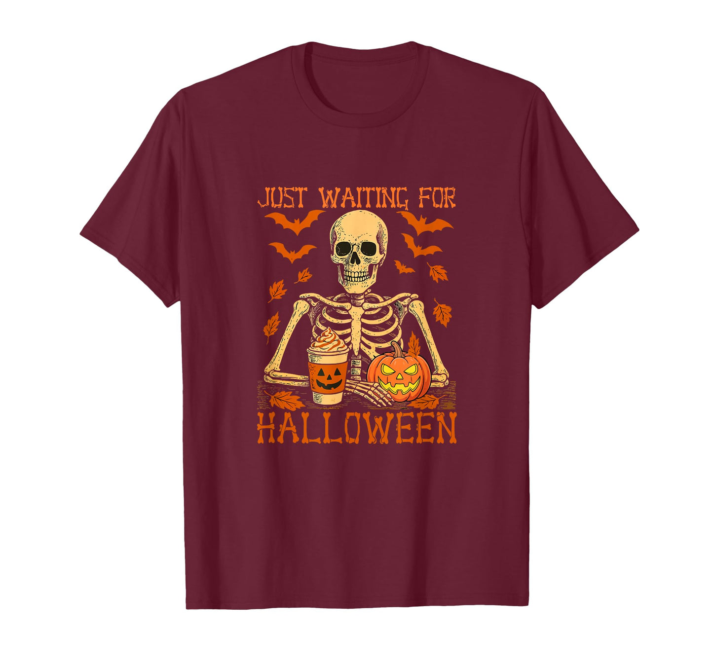 Waiting for Halloween Skeleton Drinking Coffee Funny Family T-Shirt