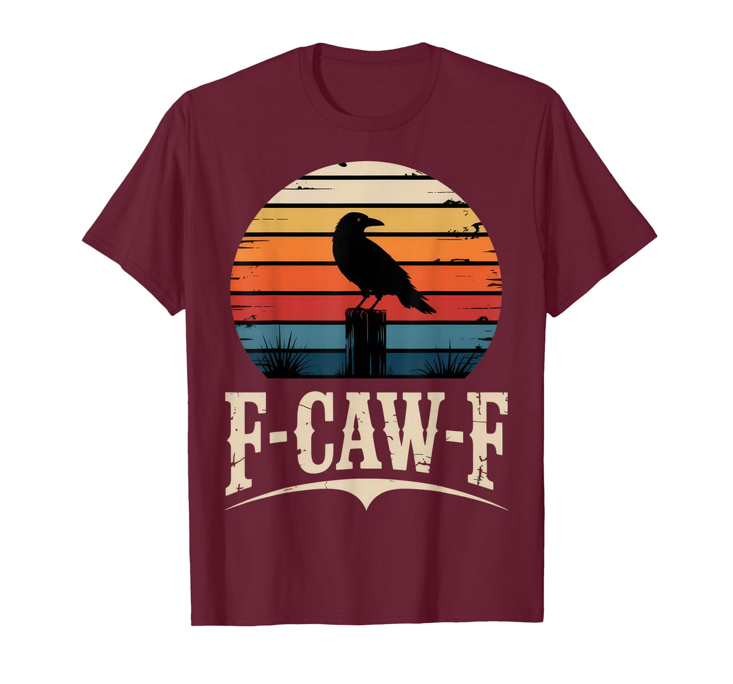 F-CAW-F Funny Raven Outfit Retro Sunset Crow Vintage Look T-Shirt
