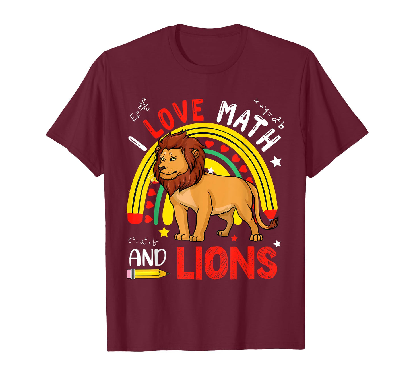 I Love Math And Lions Costume Math Lover Teacher Student T-Shirt