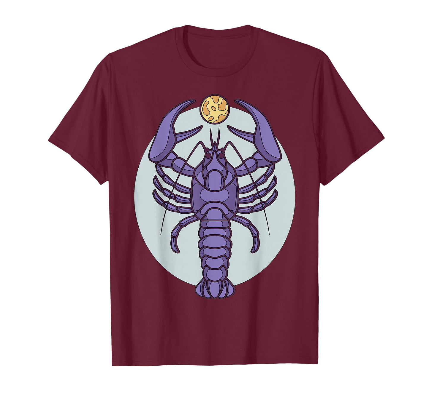 Purple Lobster Illustration For Adults Full Moon T-Shirt