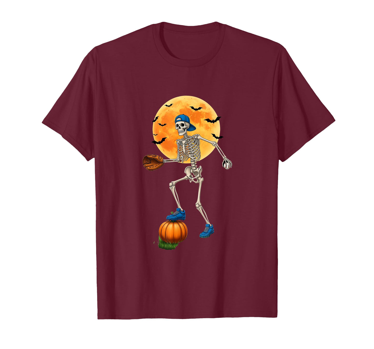 Skeleton Basketball Pumpkin Funny Halloween T-Shirt