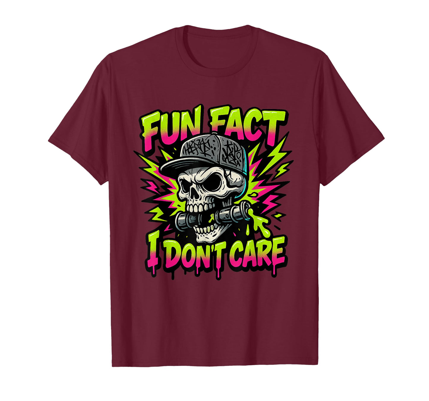 Fun Fact I Don't Care Cute Sarcastic Graffiti Skull Art Boys T-Shirt
