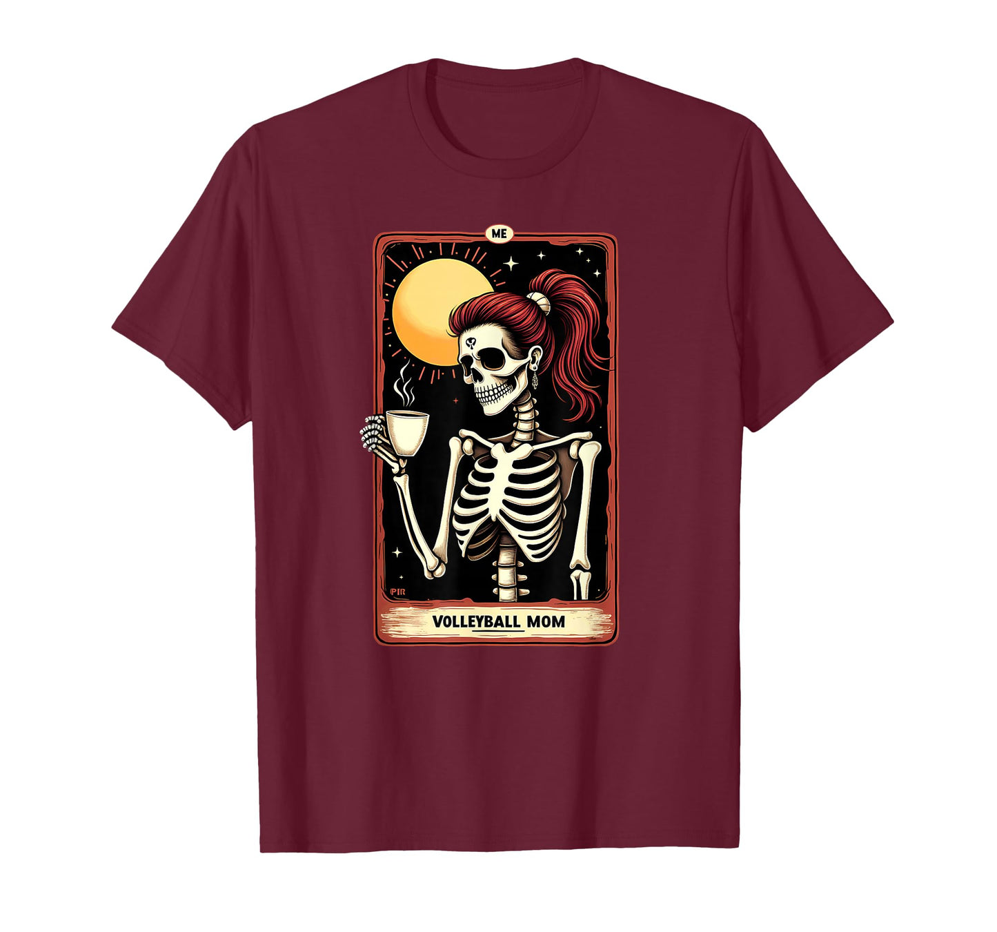 Gothic Tarot Card Skeleton Volleyball Mom Coffee T-Shirt