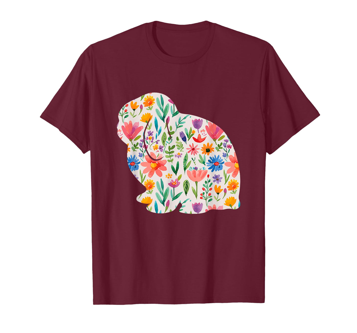 Holland Lop Bunny Rabbit watercolor flowers design T-Shirt