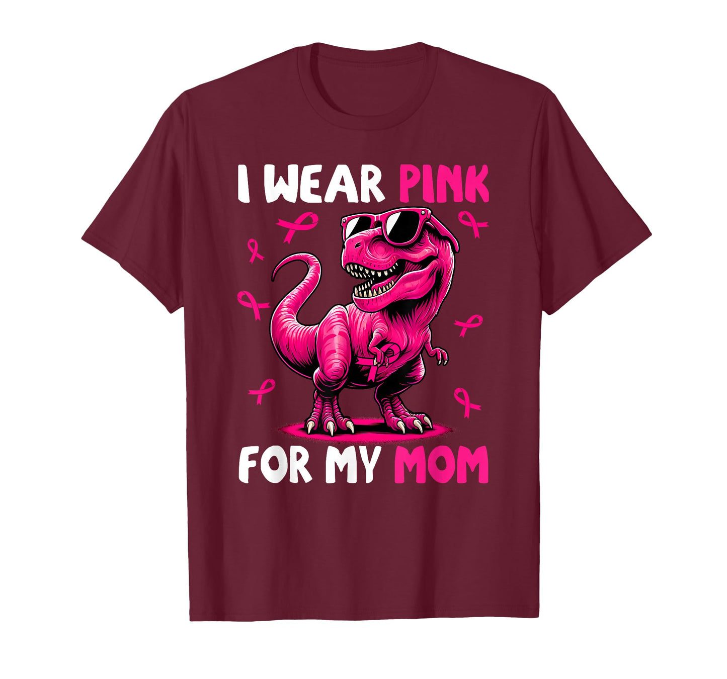 I Wear Pink For My Mom T-rex Dinosaur Breast Cancer T-Shirt