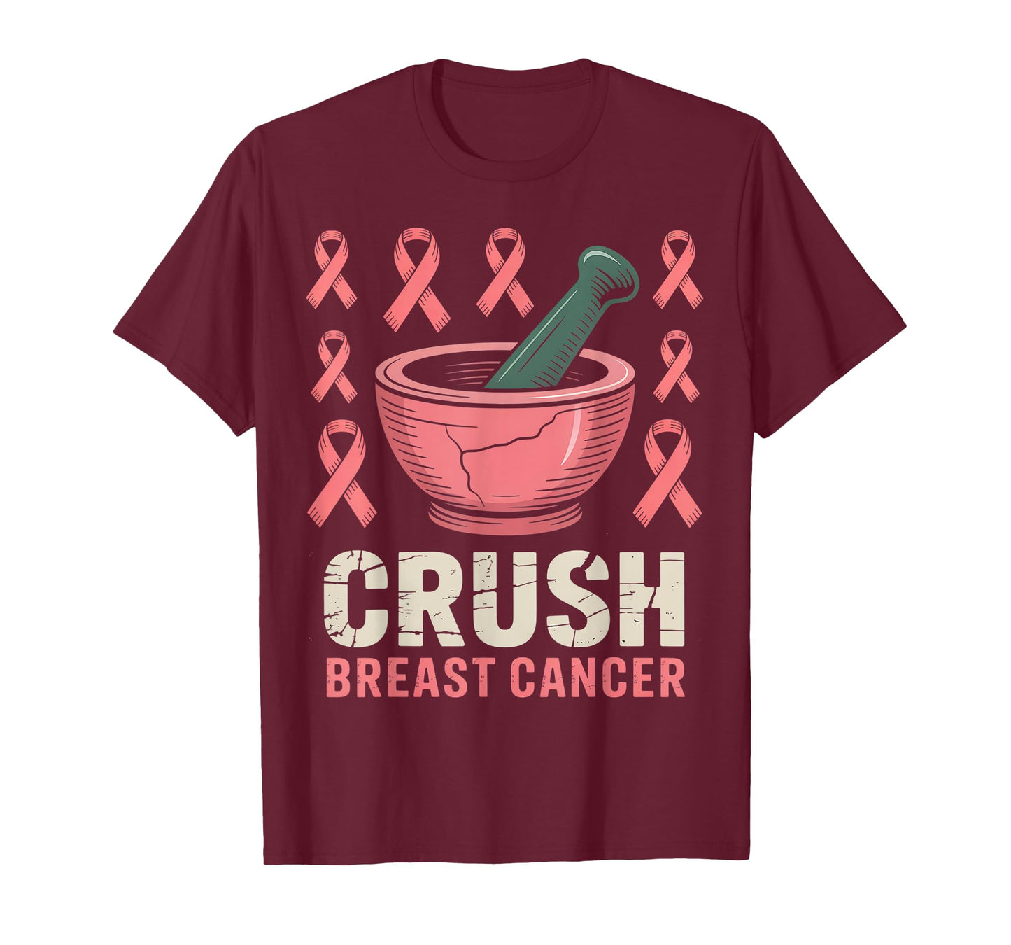 Crush Breast Cancer Awareness Pink Ribbon Pharmacy Retro T-Shirt