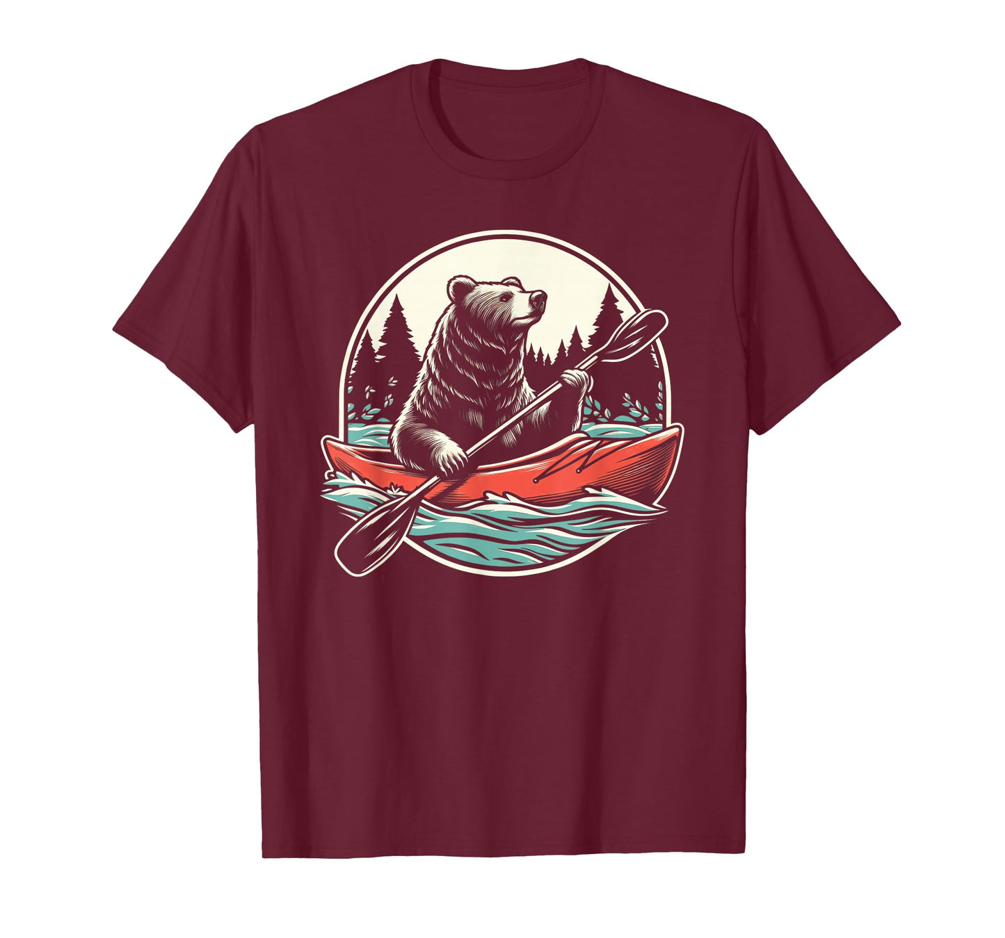 Bear With Kayak Kayaking Retro T-Shirt