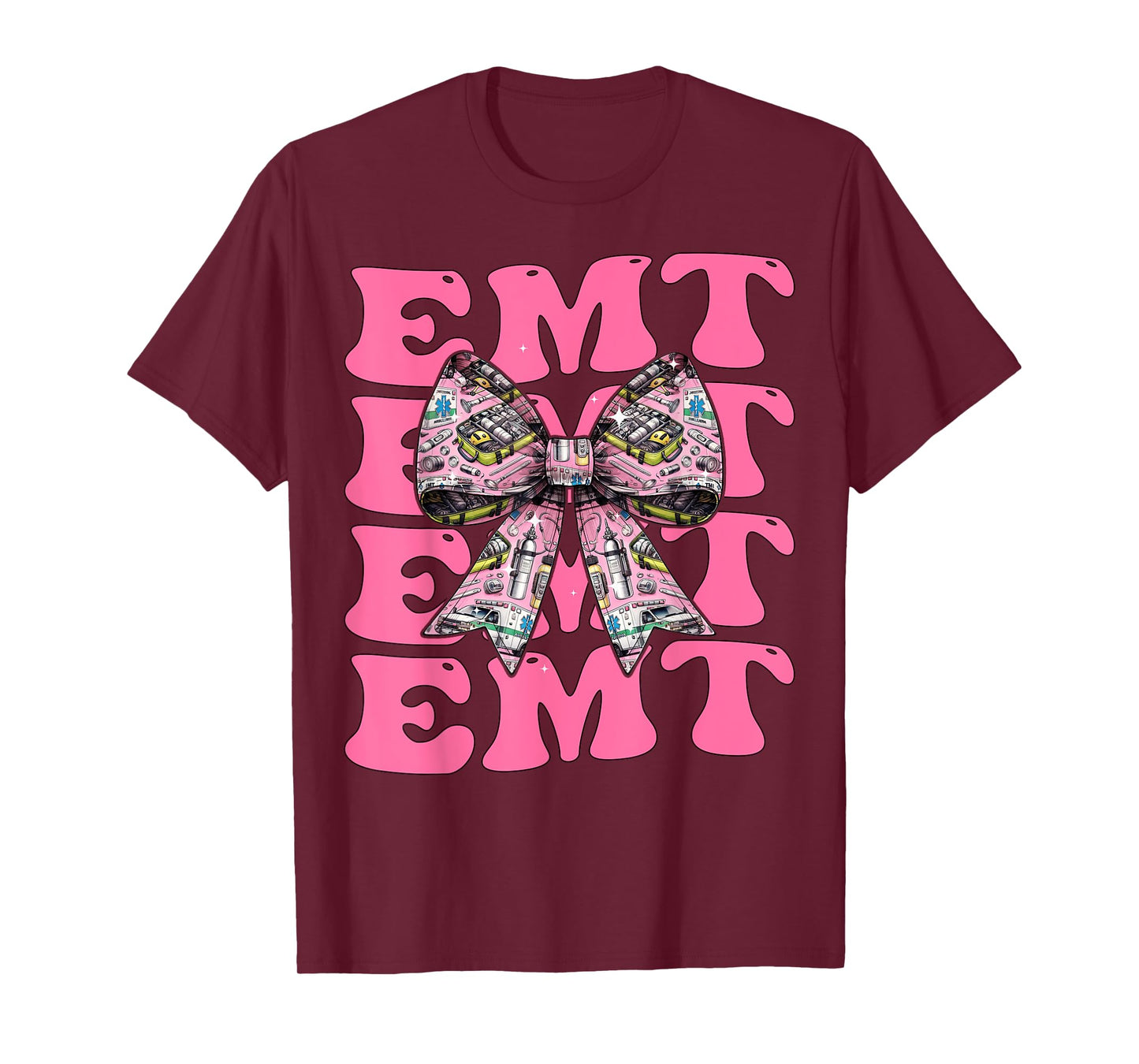 Coquette Bow EMT Emergency Medical Technician Ambulance Girl T-Shirt