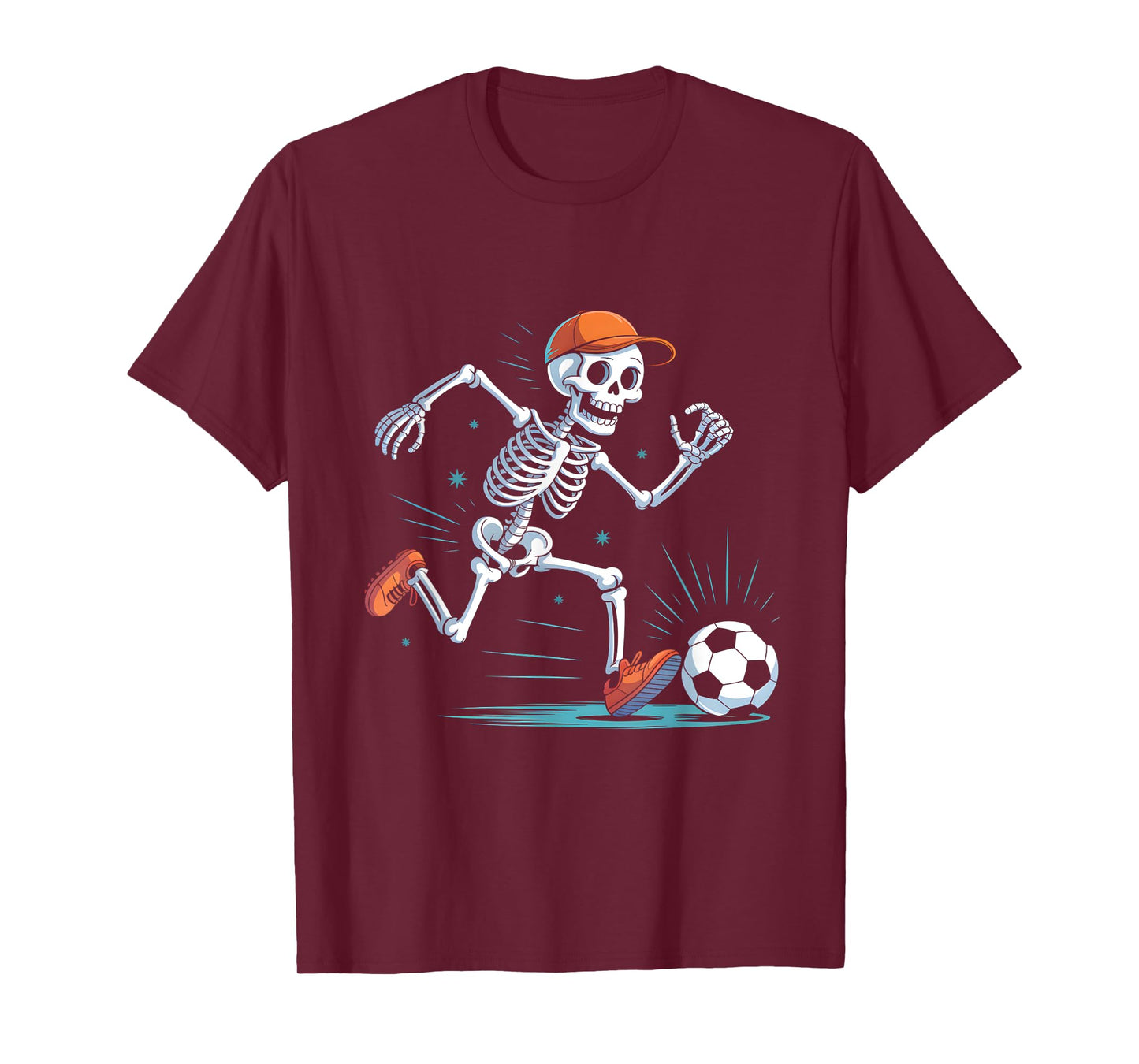 Skeleton Soccer Halloween Costume Funny Men Boys Kids T-Shirt