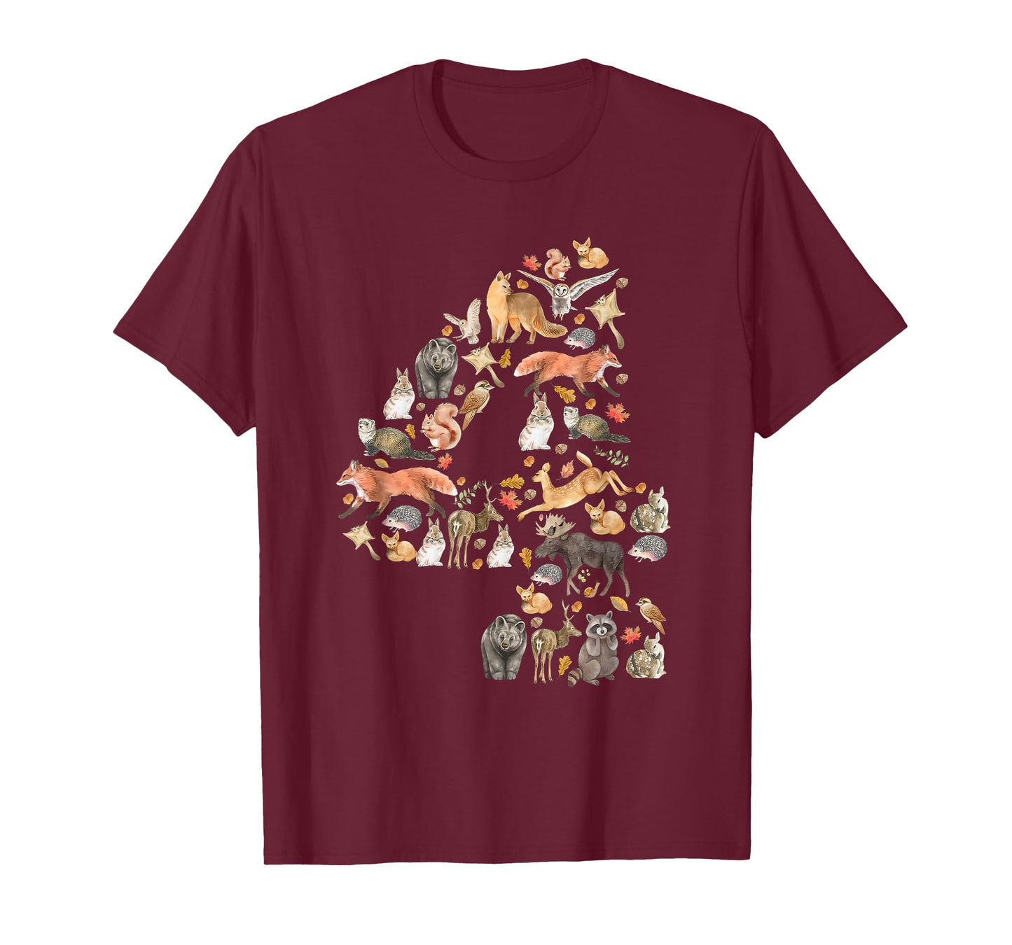 Happy 4th Birthday Forest Animals Nature Wildlife Woodland T-Shirt