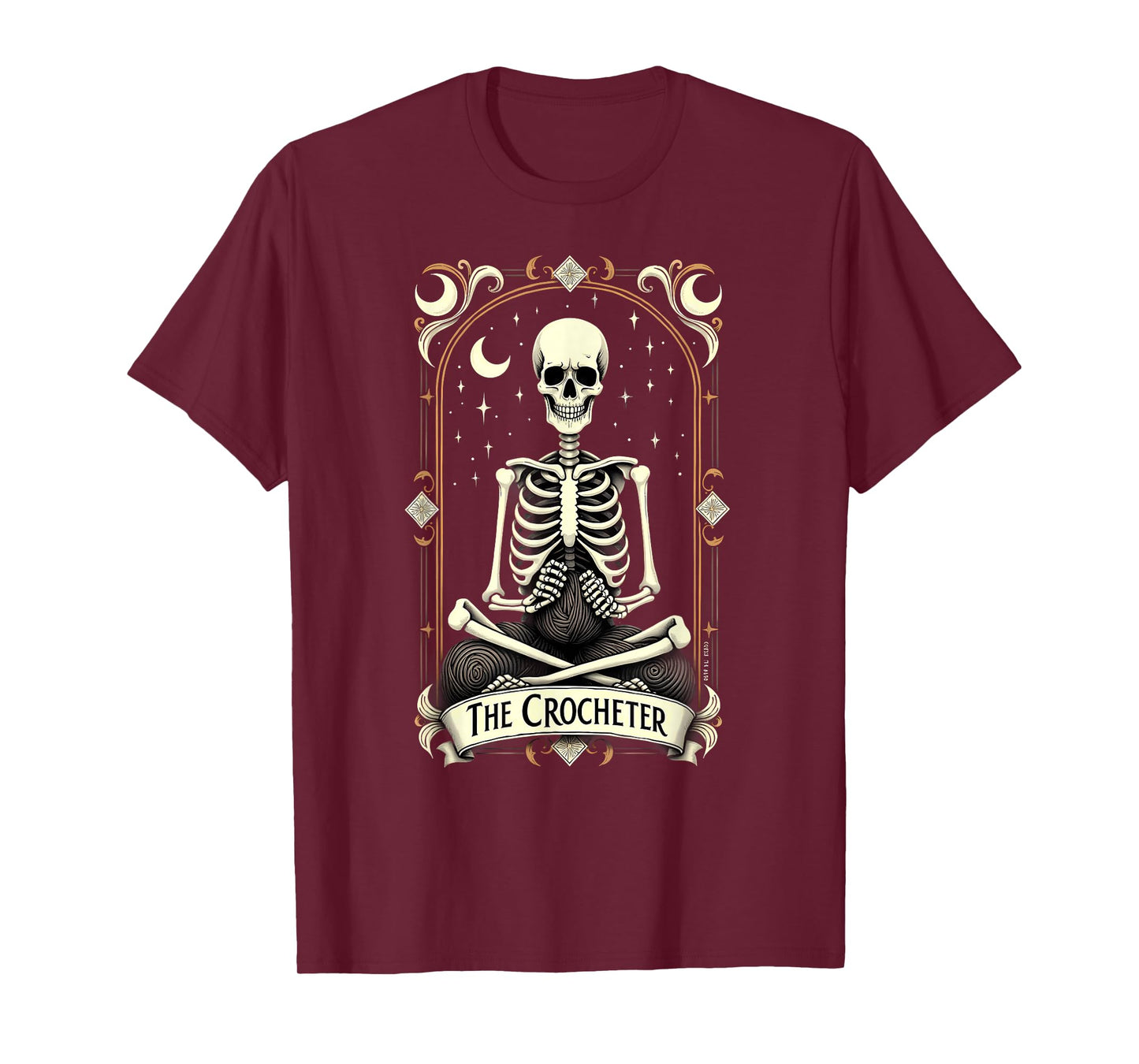 Gothic Tarot Card Crocheter Skeleton Halloween Quilter T-Shirt