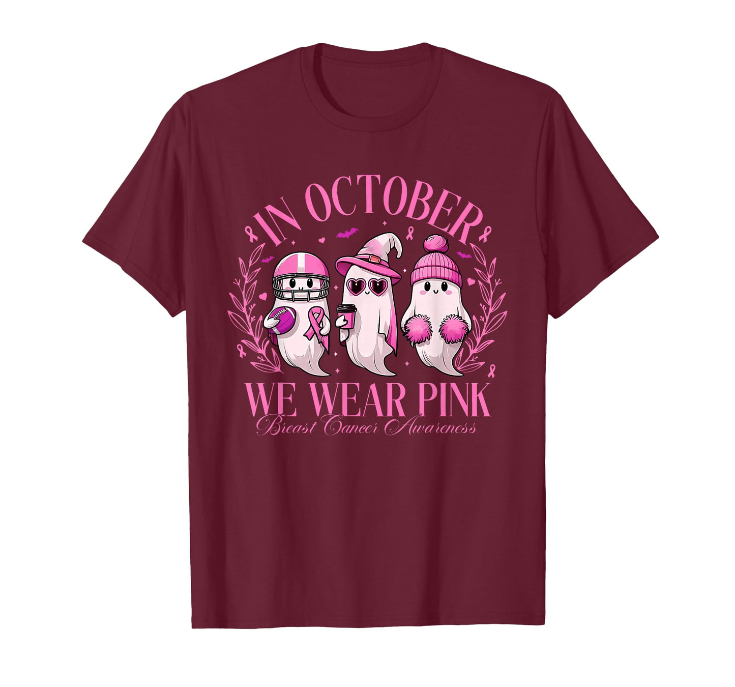 Breast Cancer Shirts Women Halloween in October We Wear Pink T-Shirt