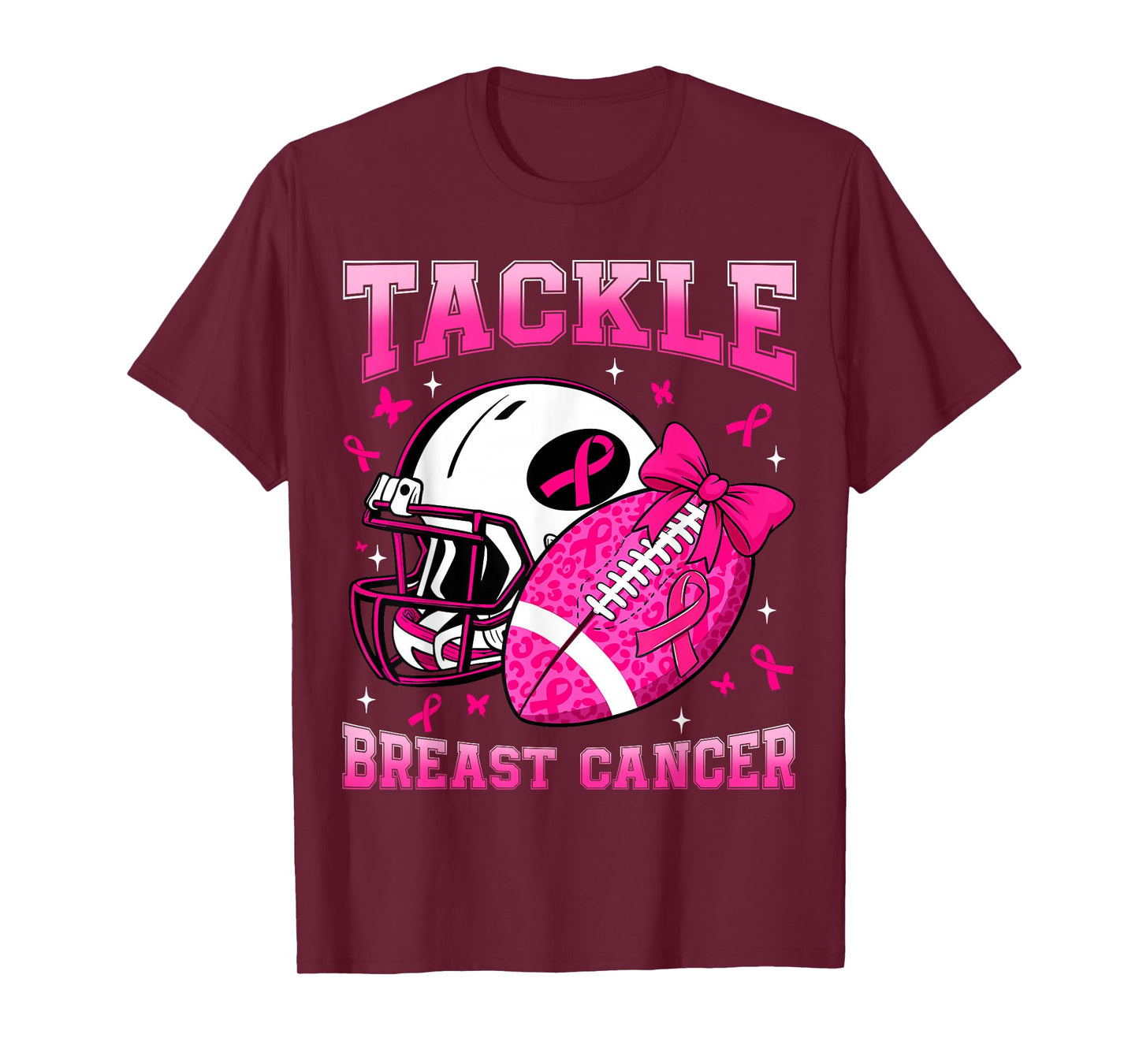 Tackle Breast Cancer Football Pink Ribbon Breast Cancer T-Shirt