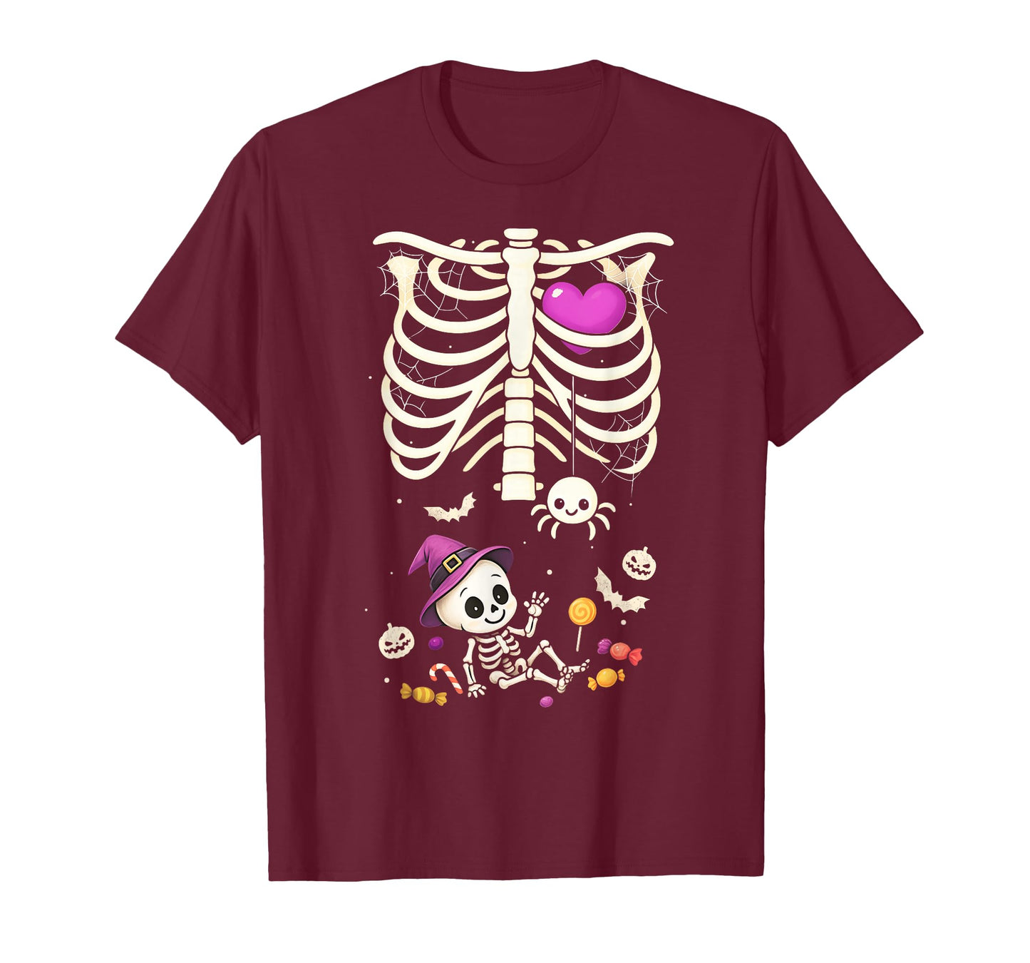Halloween Pregnant Skeleton Mom Pregnancy Baby Announcement T-Shirt