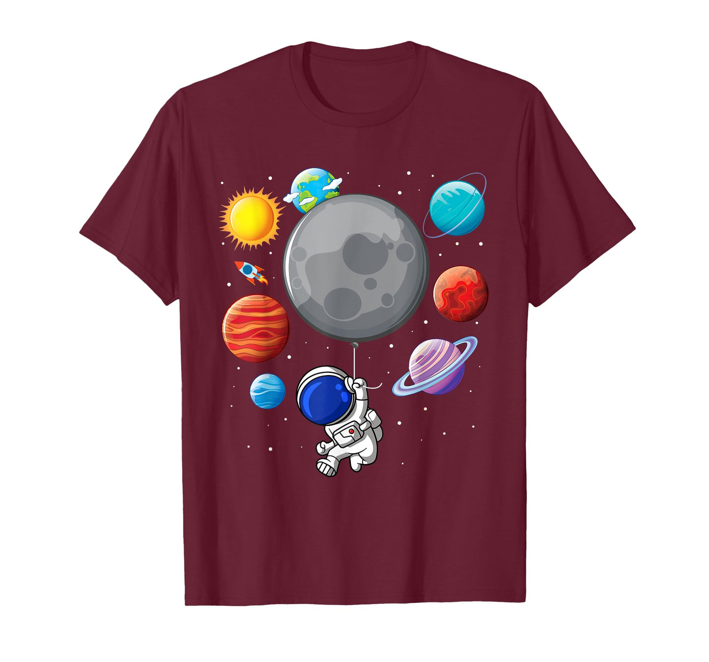 Astronaut Holding Planet Balloons Solar-System Space Kids T-Shirt