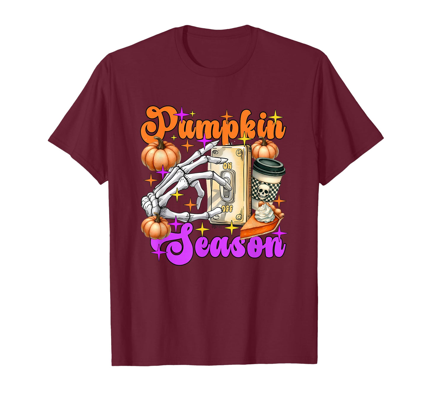 Pumpkin Season Skeleton Coffee Pie T-Shirt
