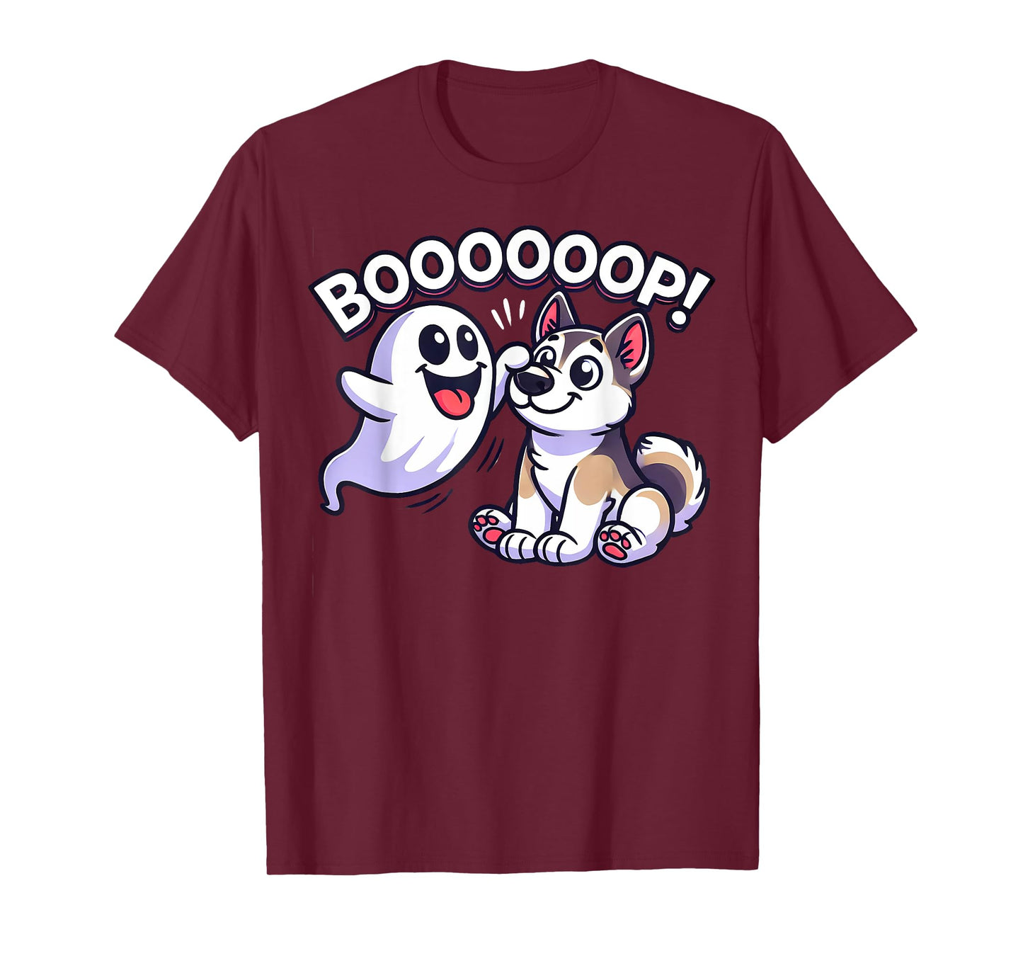 Funny Halloween Ghost Husky Dog Boop Silly Puppy Humor T-Shirt
