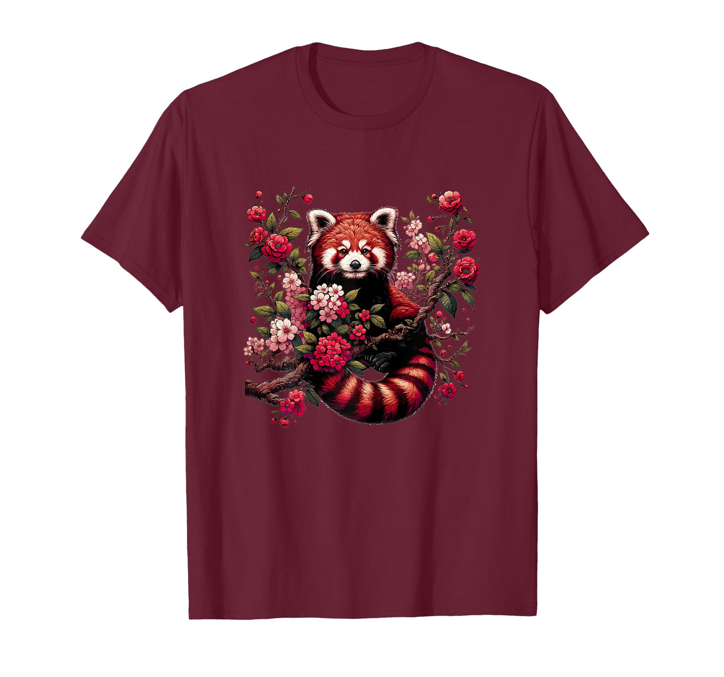 Red Panda Japanese Cherry Blossom Flower T-Shirt