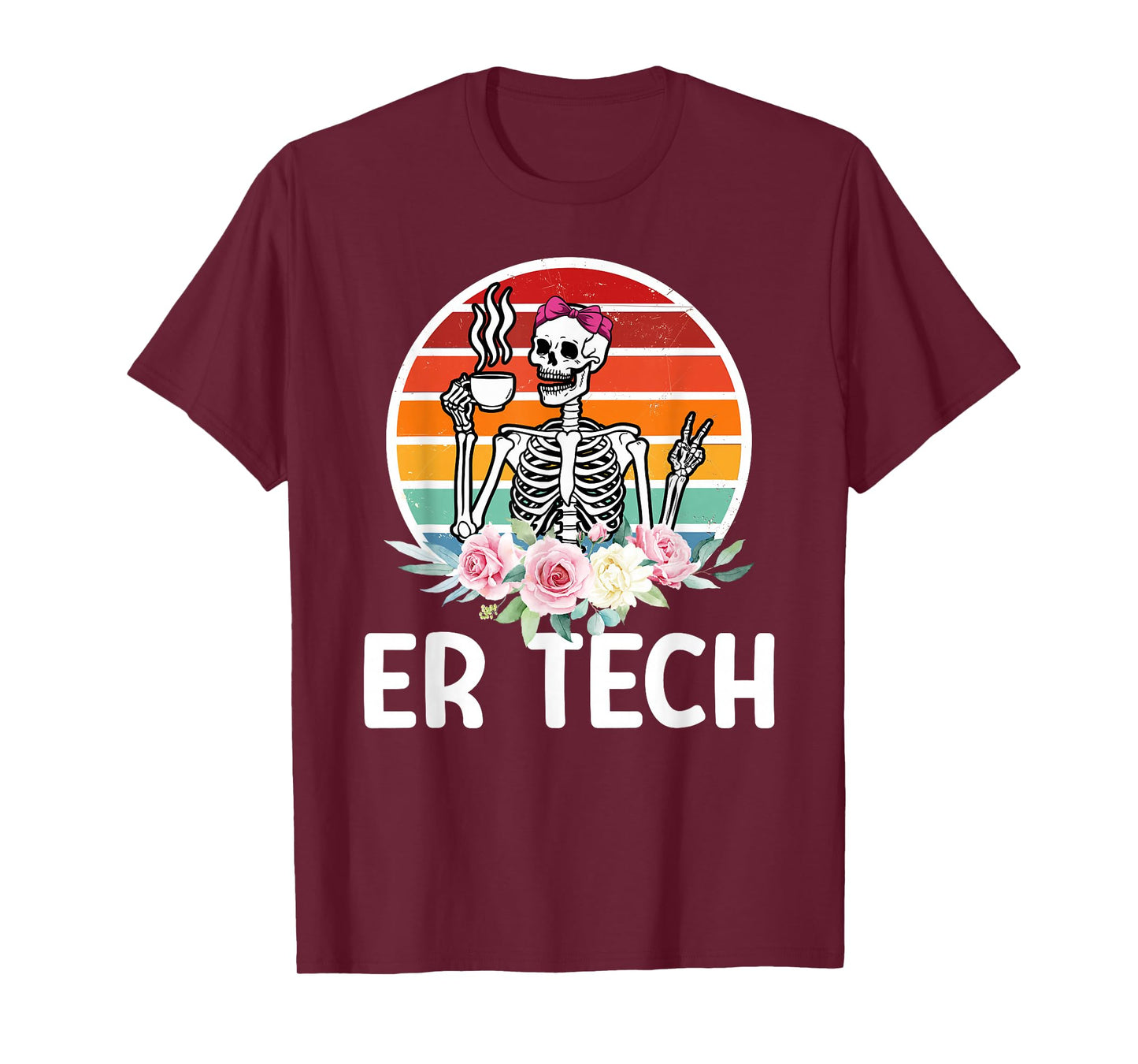 ER Tech Skeleton Emergency Room Tech Emergency Technician T-Shirt