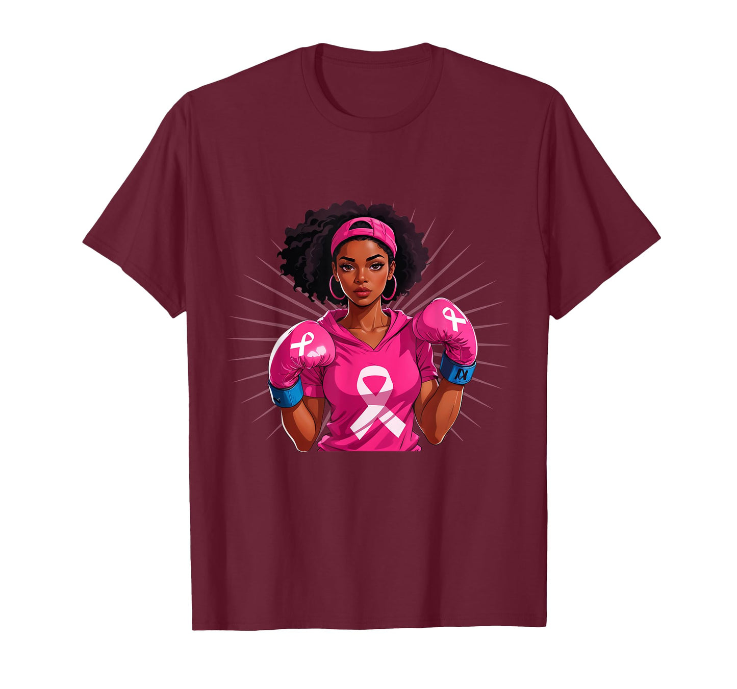 Breast Cancer Awareness African American Woman Boxing Gloves T-Shirt