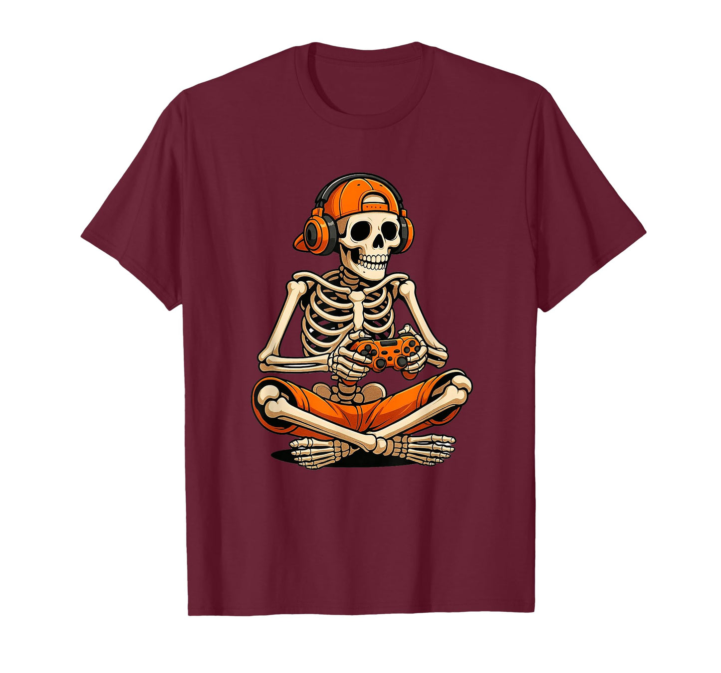 Funny Skeleton Gamer Halloween Video Game Costume Boys Men T-Shirt