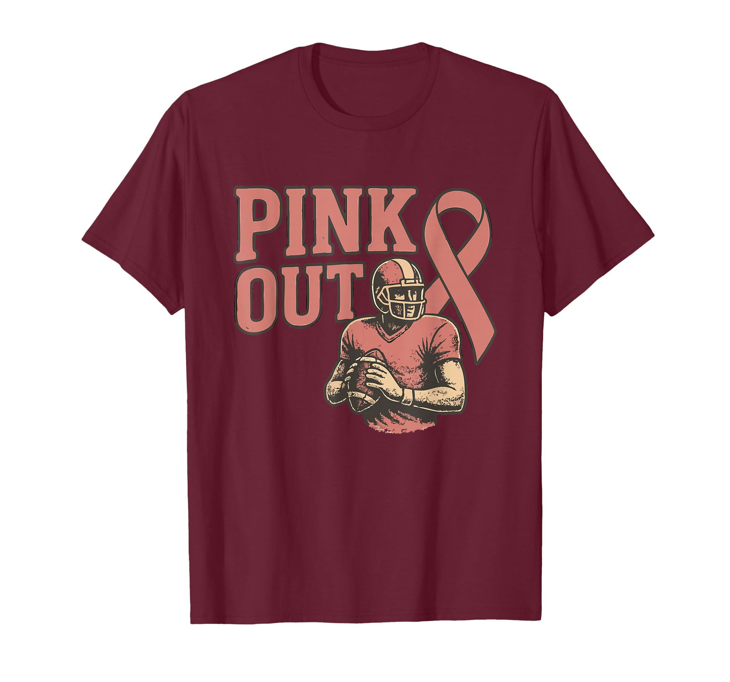 Breast Cancer Women Team Awareness Pink Out Football T-Shirt