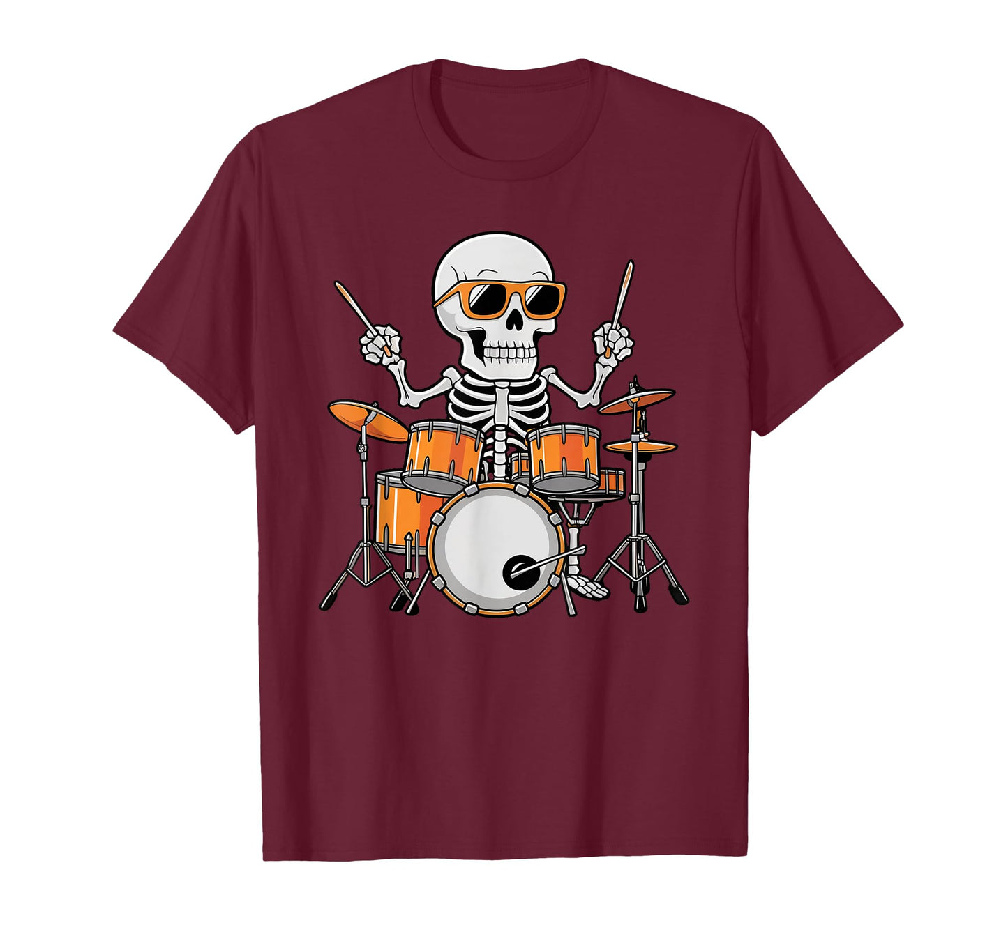 Skeleton Playing Drum Rock & Roll Boys Kids Halloween Funny T-Shirt