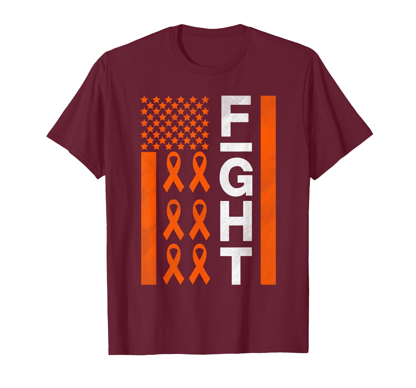 Fight Flag Leukemia Cancer Awareness Orange Ribbon T-Shirt