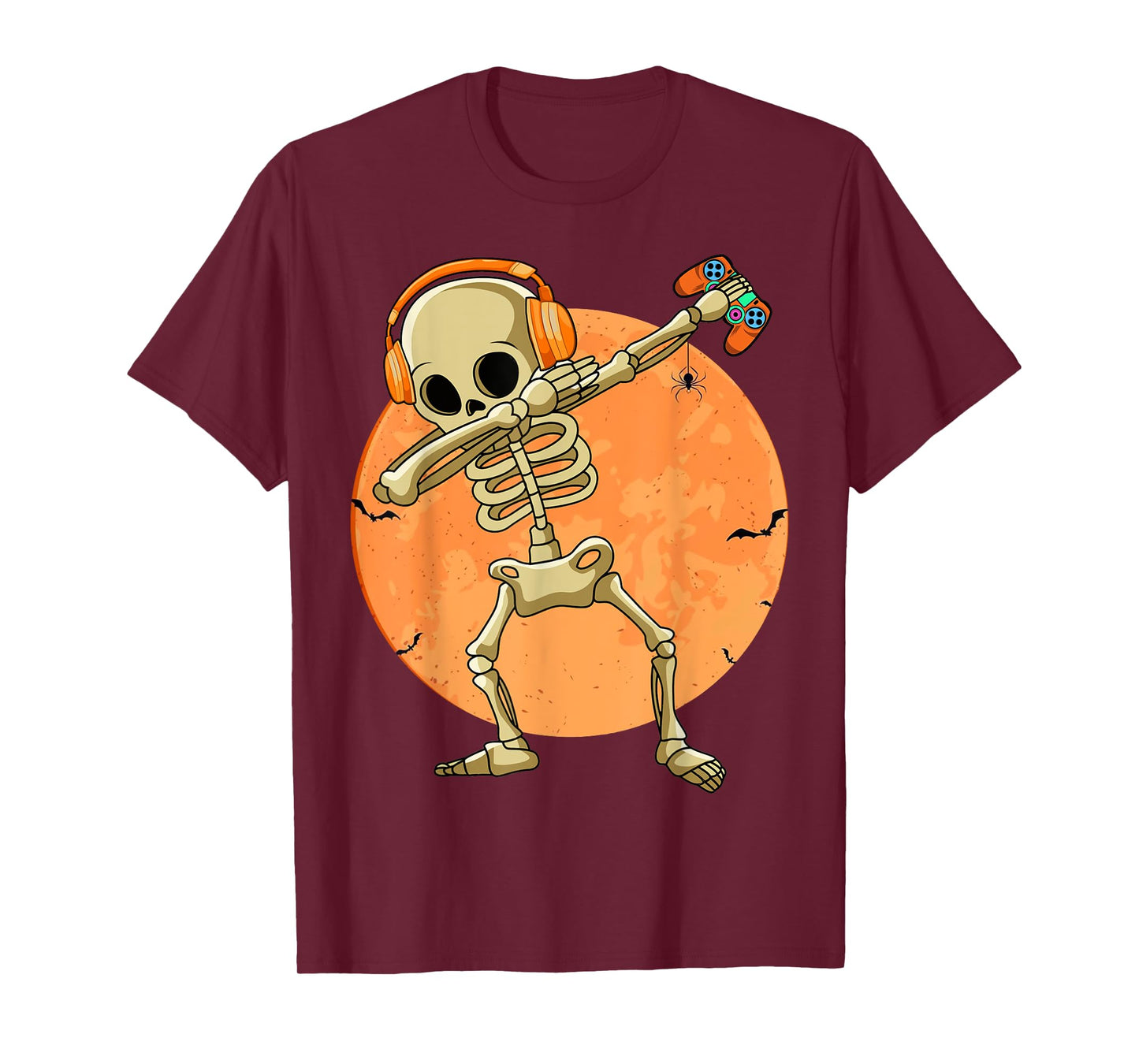 Halloween Moon Skeleton Gamer Video Games Boys Teen Gaming T-Shirt