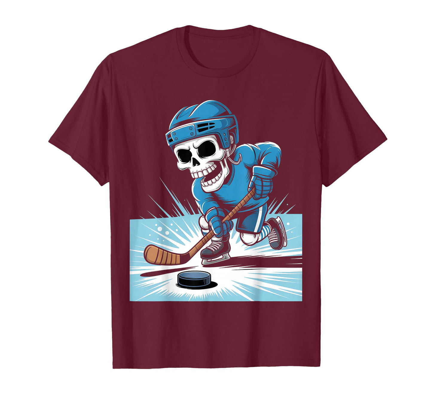Skeleton Ice Hockey Halloween Costume Boys Men Funny Sport T-Shirt