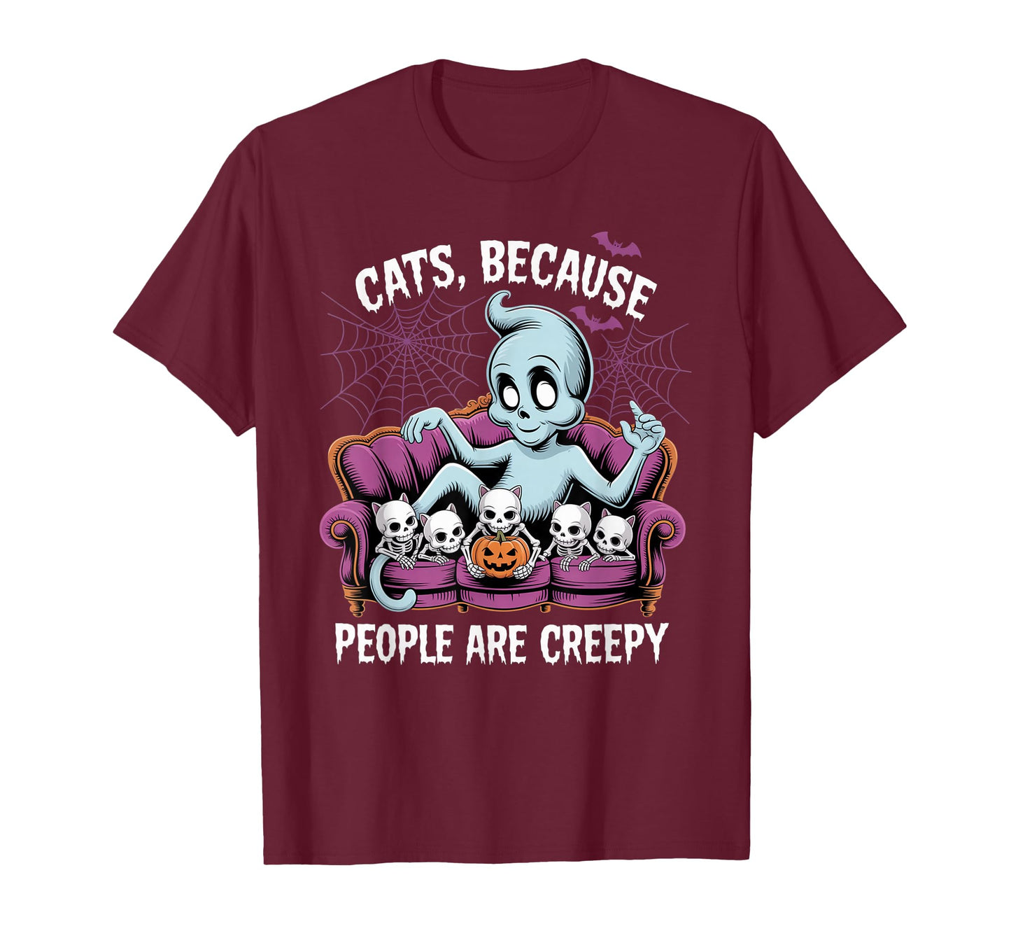 Cats Because People are Creepy Ghost Halloween Cat Mom Kids T-Shirt