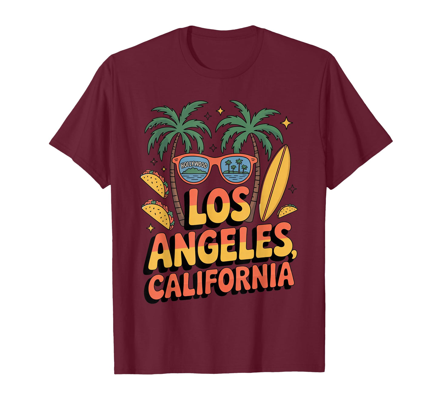 Los Angeles California Palm Trees Surfboard Souvenir T-Shirt