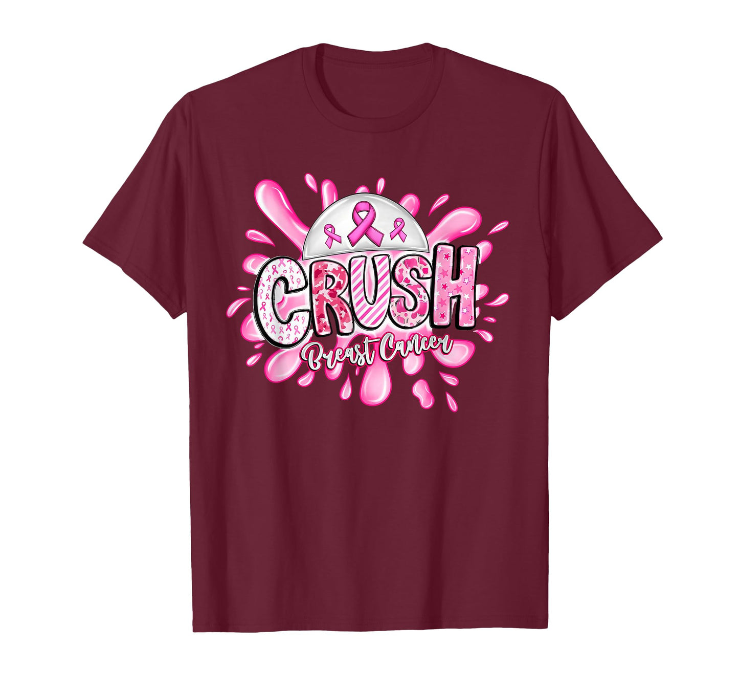 Crush Breast Cancer Awareness Pink Ribbon Support Womens T-Shirt
