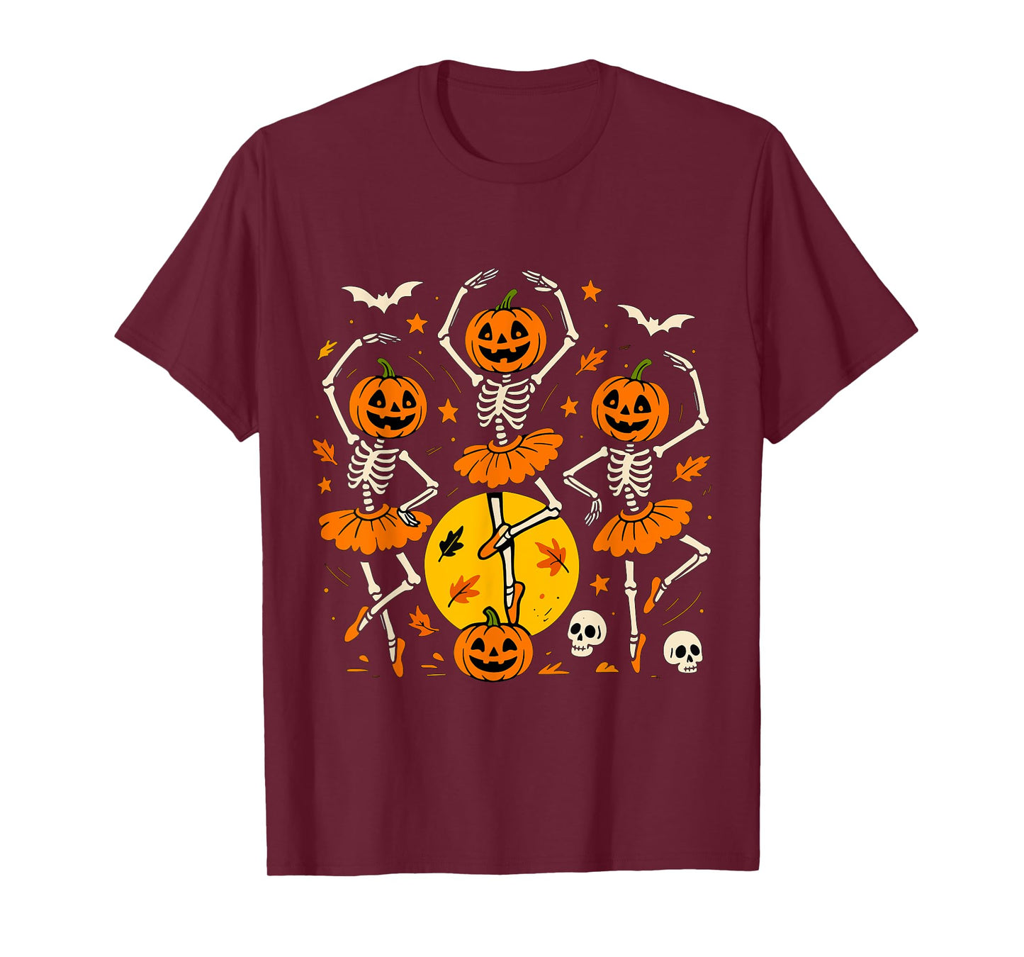 Ballet Pumpkin Skeleton Scary Halloween Men Women Boys Girl T-Shirt
