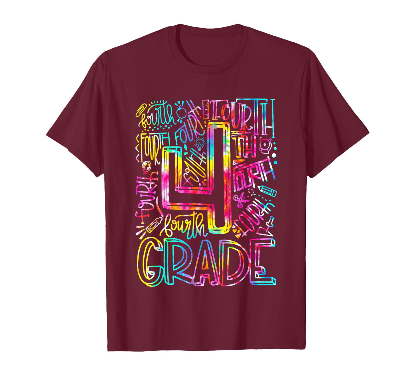 Tie Dye 4th Grade Typography Team Fourth Grade Teacher Gift Men Women Kids T-Shirt