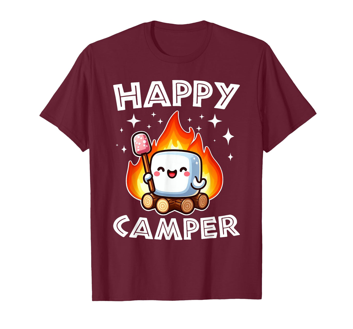 Happy Marshmallow Camper Cute Kids Girls Camp Camping Smores T-Shirt