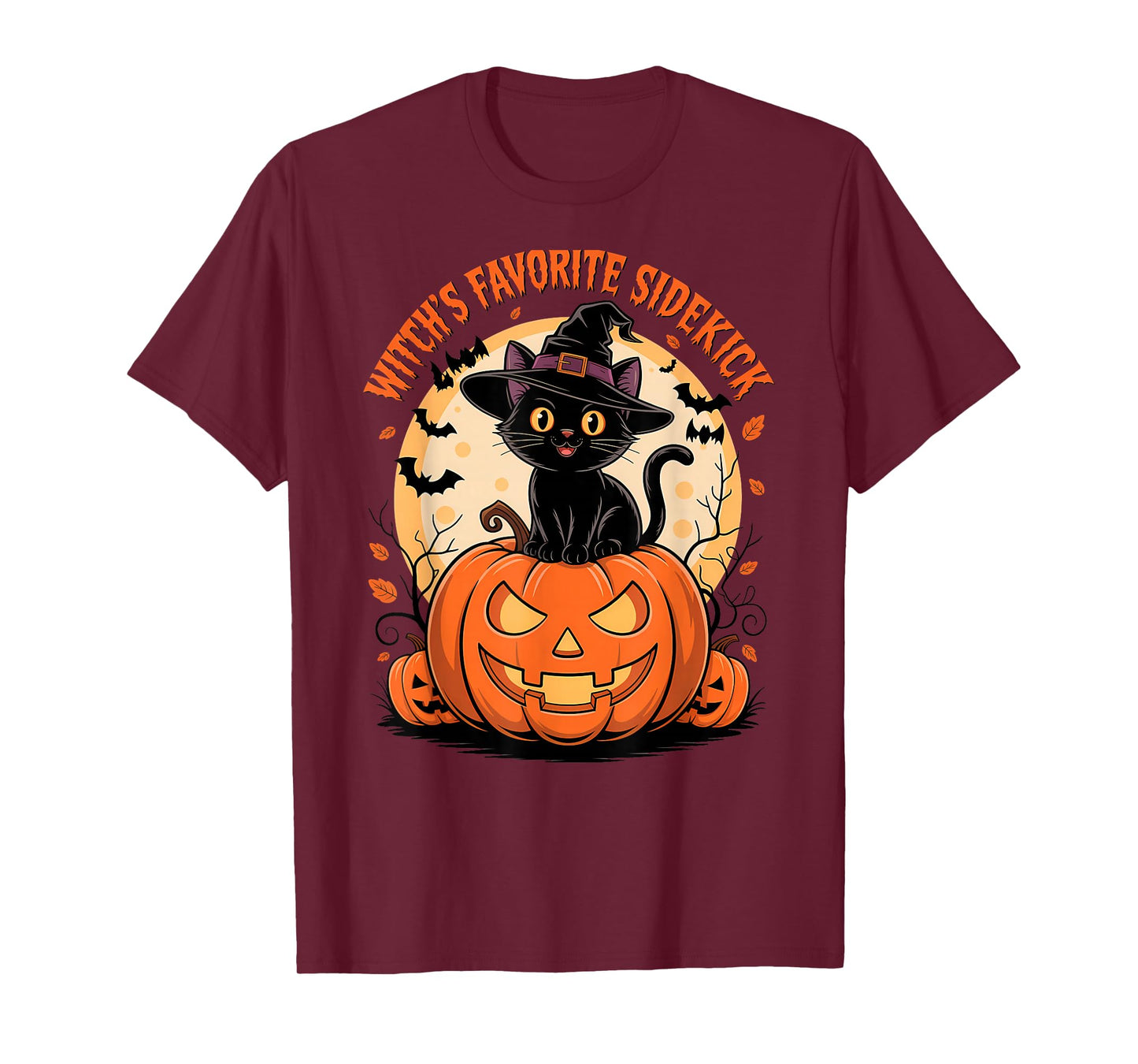 Witch’s Favorite Sidekick Funny Cat Witches Halloween T-Shirt