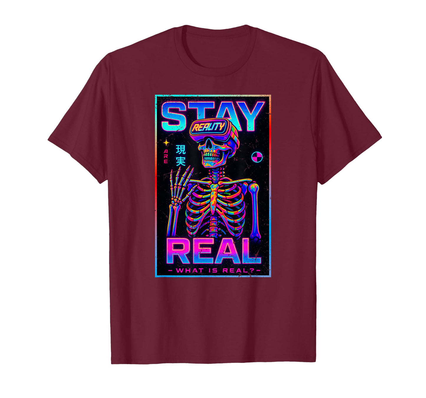 Skeleton Halloween VR Stay Real Colorful Boys Girls Kids T-Shirt