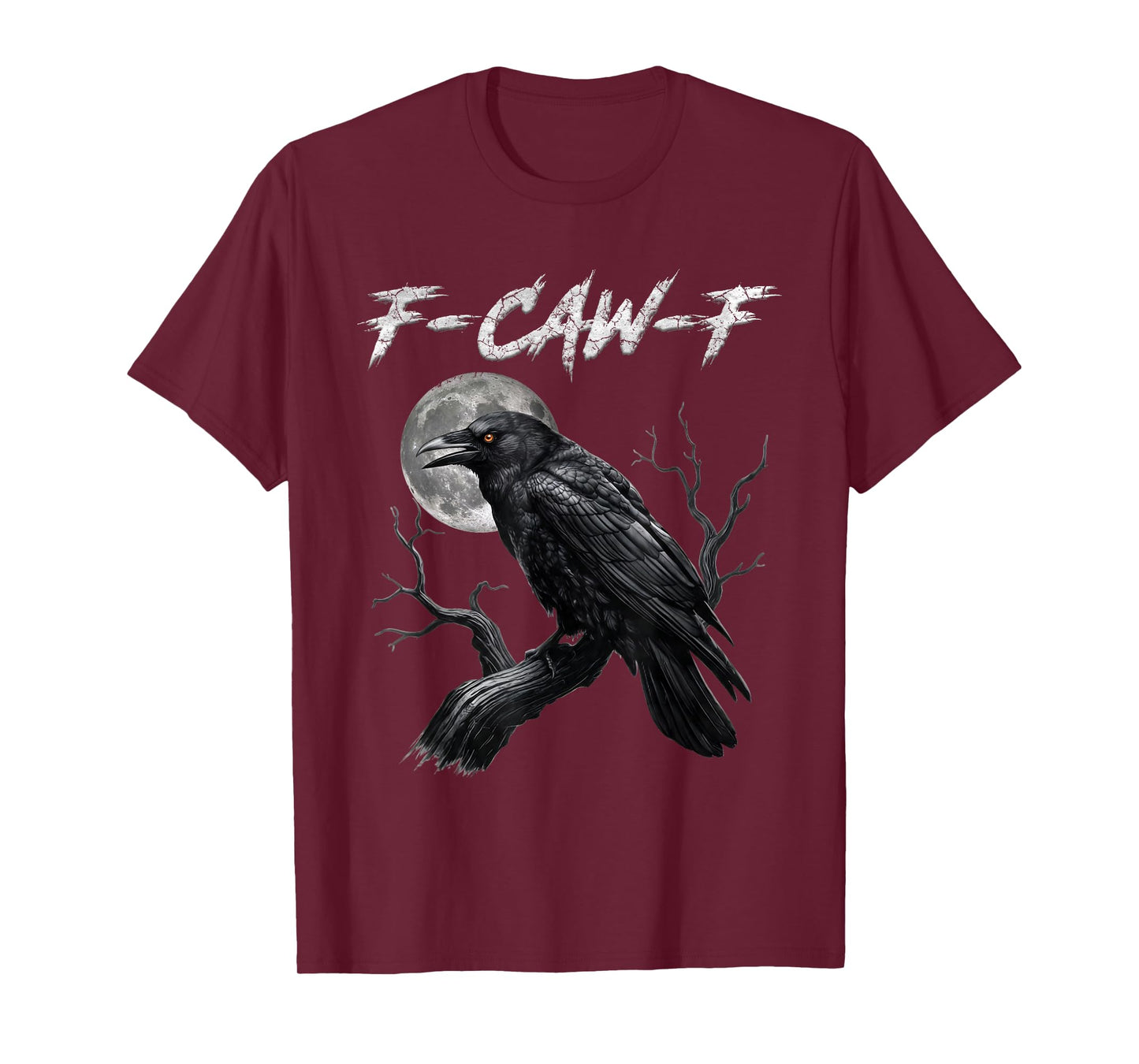 Black Crow, F-Caw-F Funny Black Bird Moon Gothic Adult Humor T-Shirt