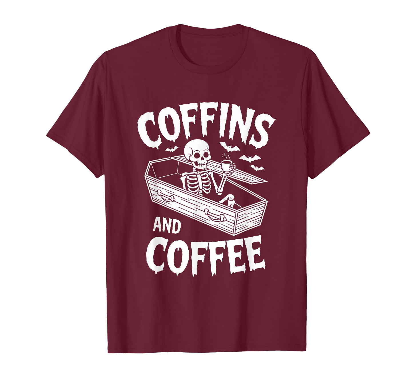 Coffins & Coffee Funny Skeleton Halloween Coffee T-Shirt