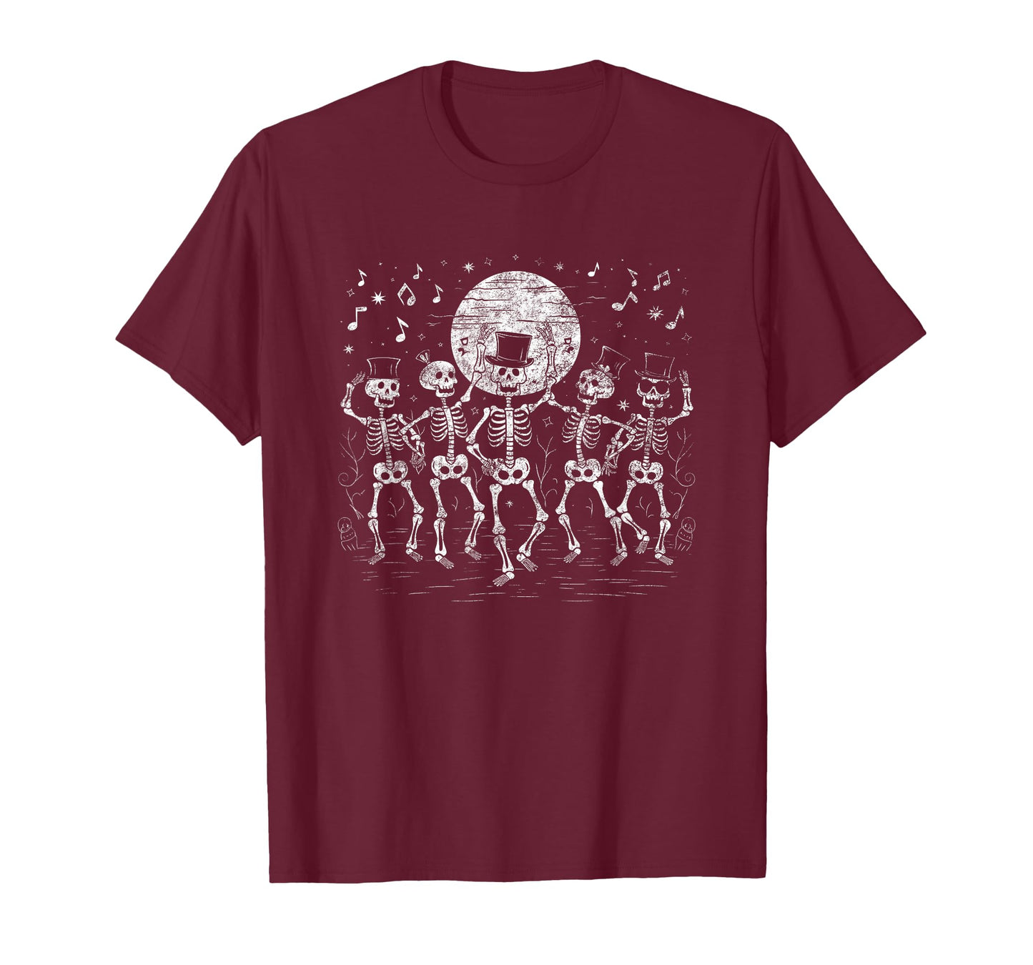 Dancing Skeletons Under Full Moon Night Fun T-Shirt