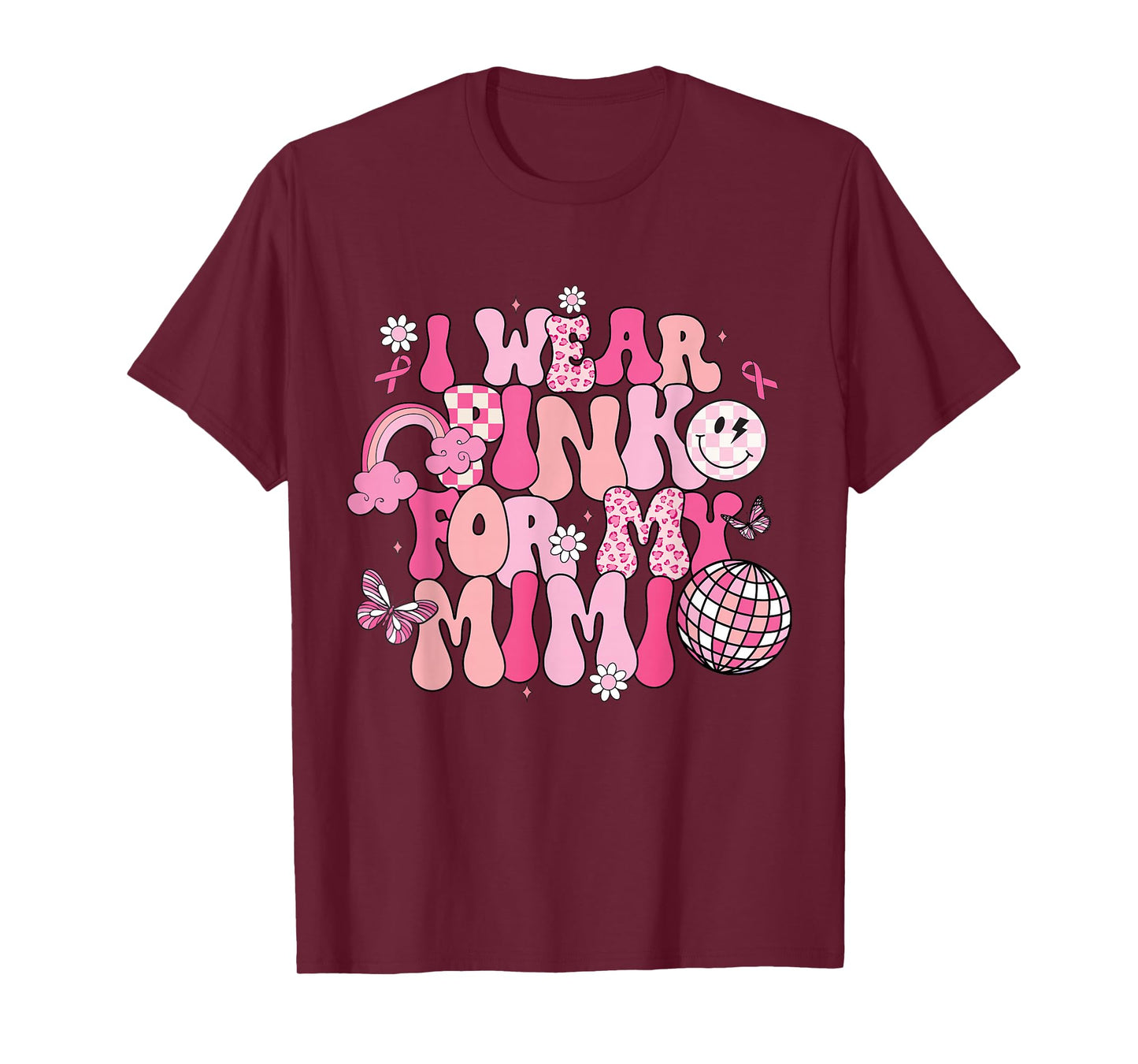 Groovy I Wear Pink For My Mimi Breast Cancer Awareness T-Shirt