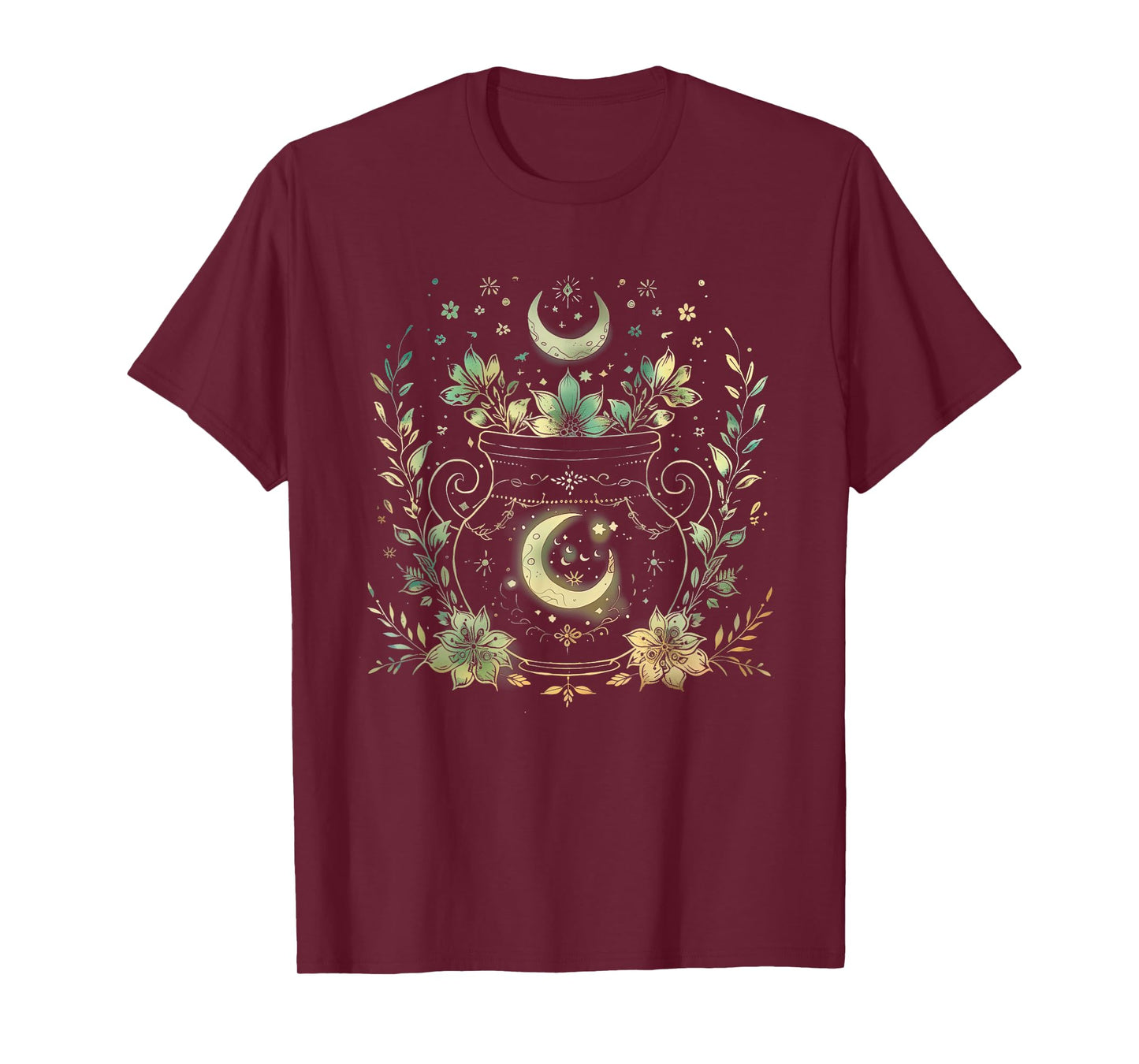 Vintage Witchy Wicca Witch Cauldron Crescent Moon Witchcraft T-Shirt